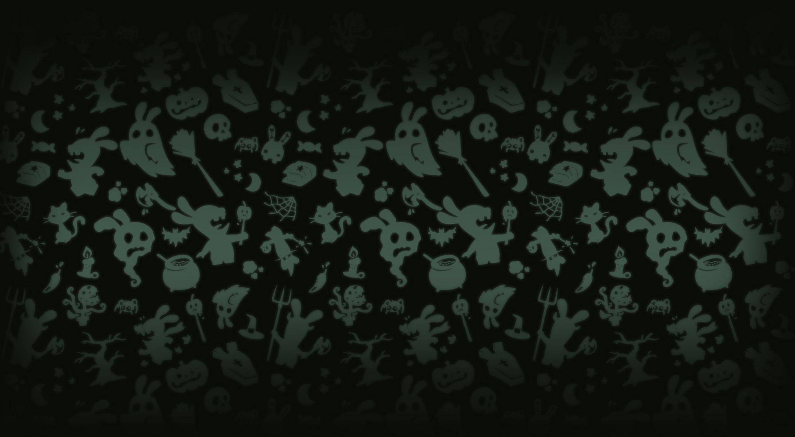 Dark Halloween, ghosts, pumpkins, 2K Desktop Wallpaper