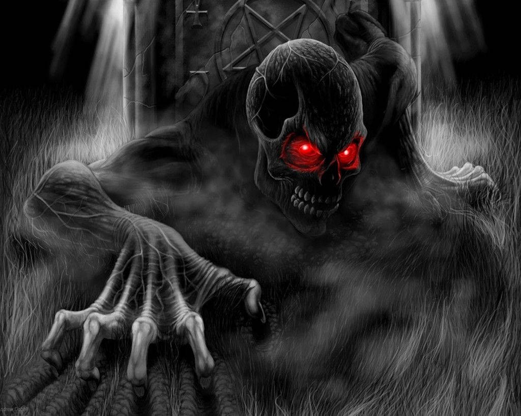 Dark Halloween, grave, devil, SD Desktop Wallpaper