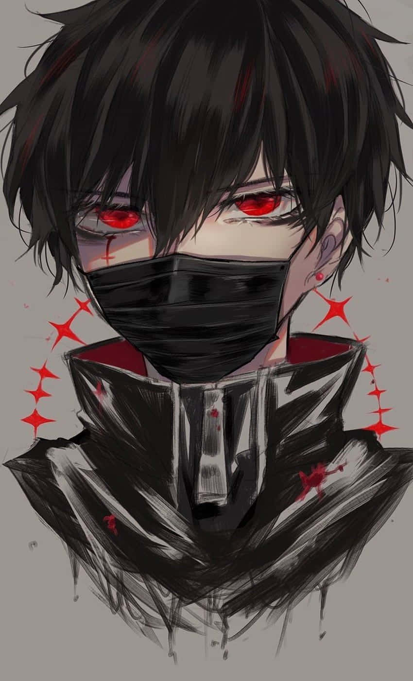 mysterious anime boy, red eyes, glowing red eyes, HD Phone Wallpaper