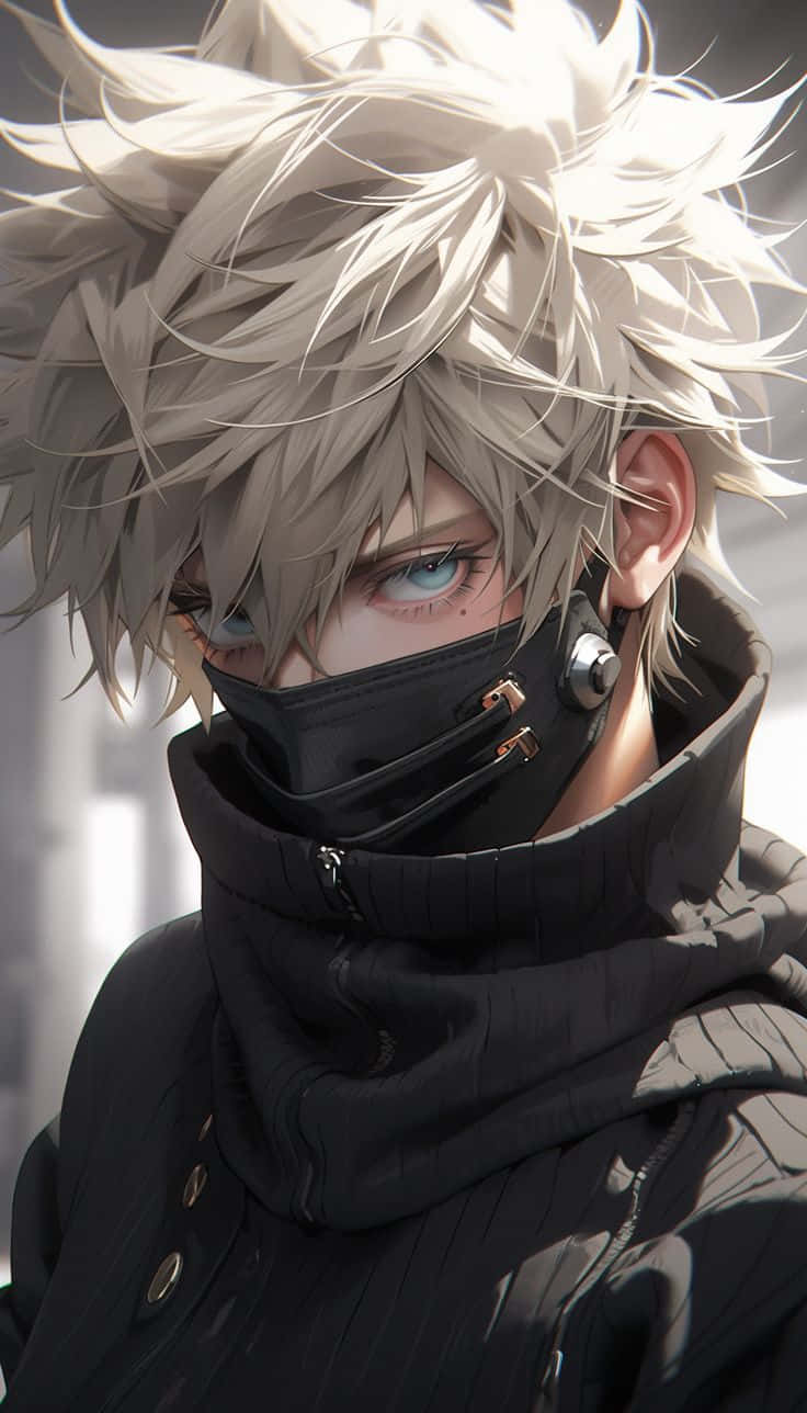 silver hair, blue eyes, black mask, HD Phone Wallpaper