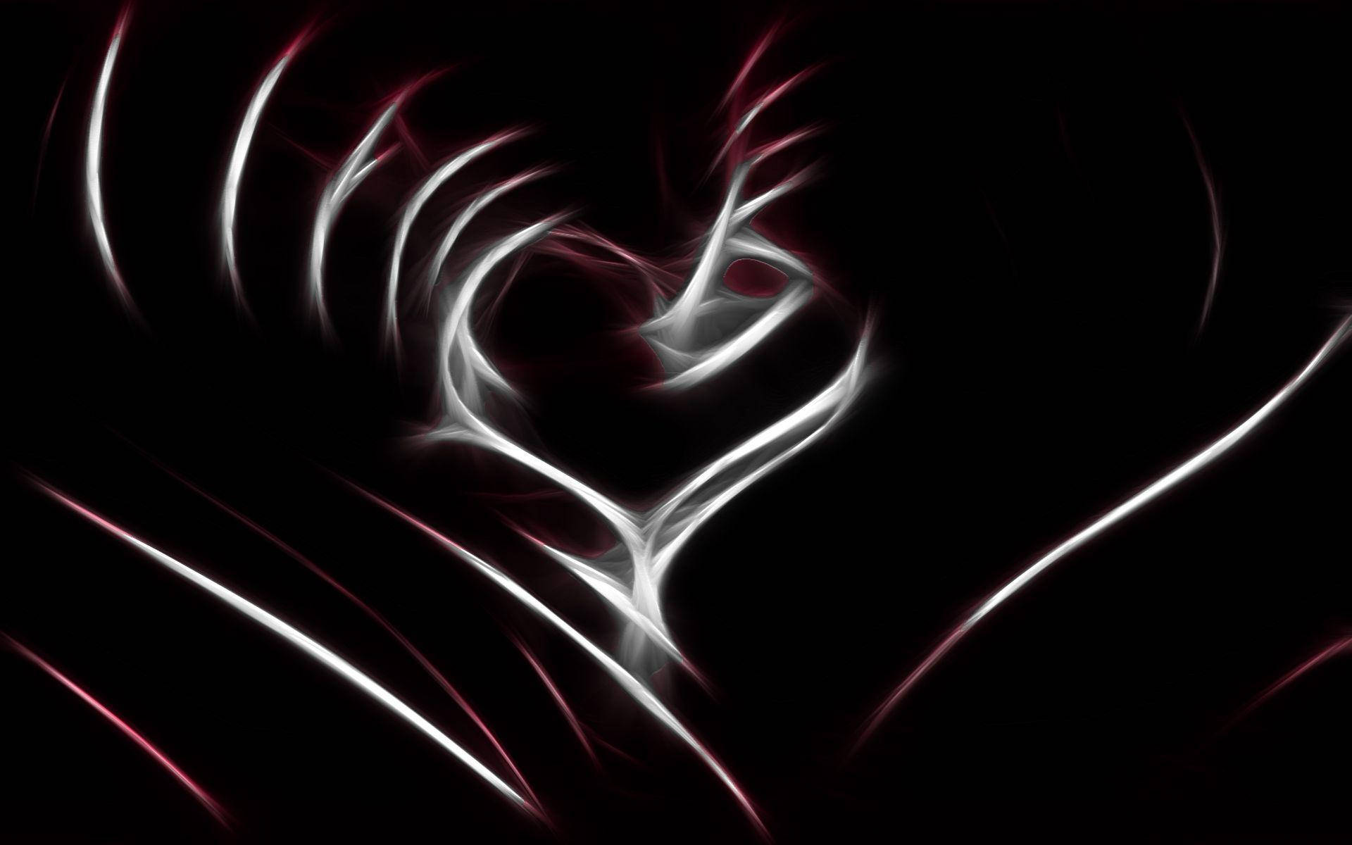 Dark Heart, glowing white, red fractal heart, Full HD Desktop Wallpaper