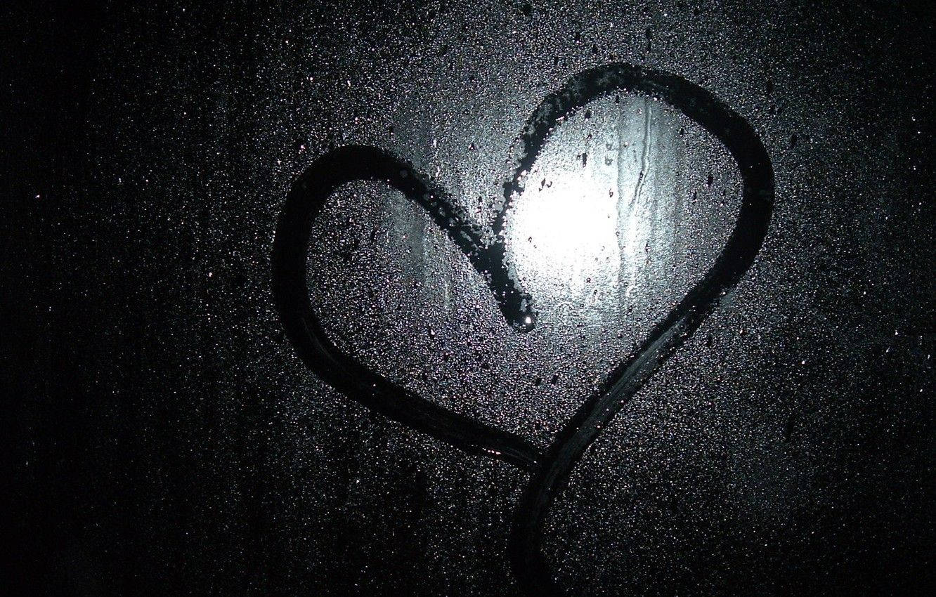 Dark Heart, window pane, rain, HD Desktop Wallpaper