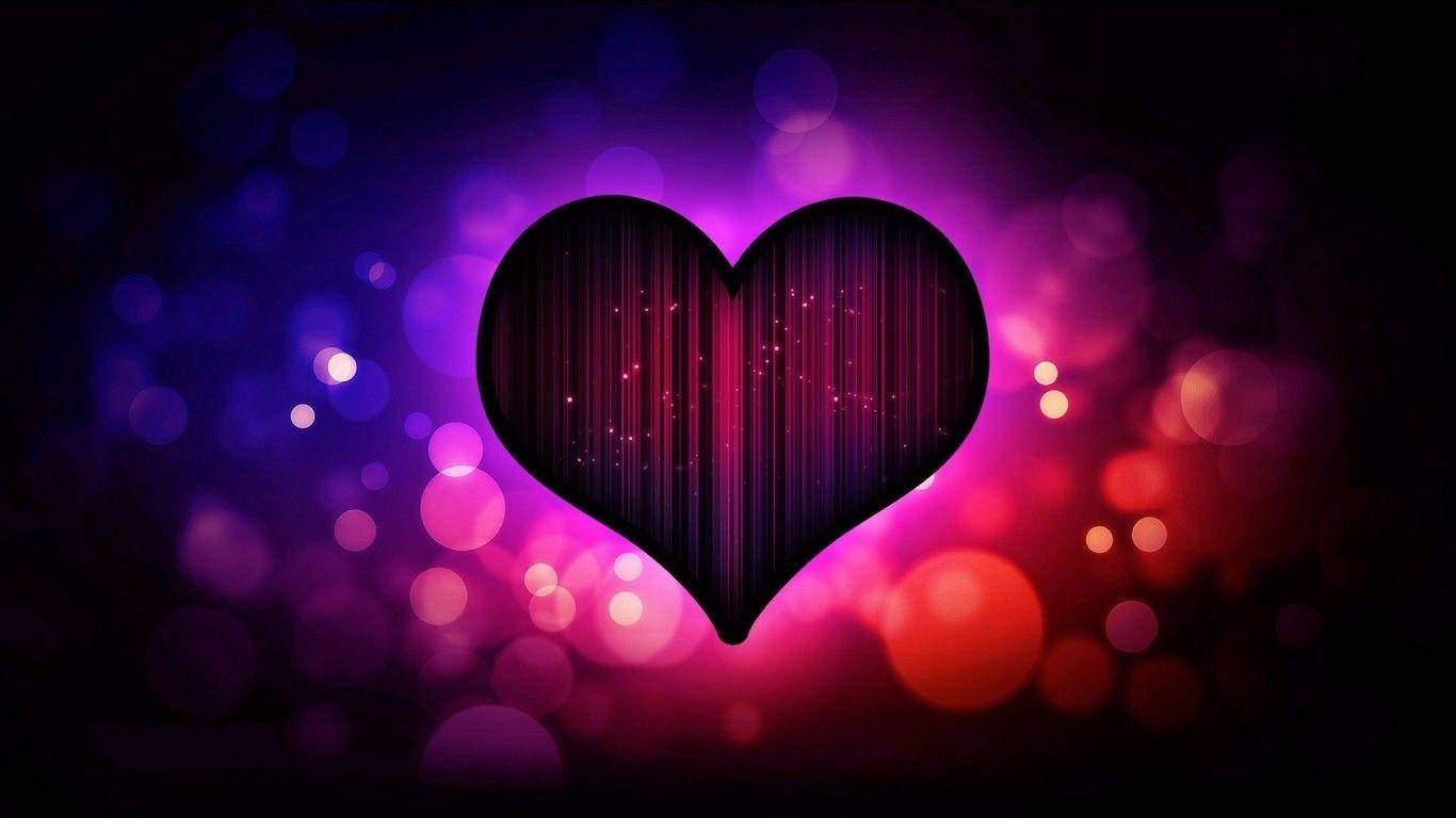 Dark Heart, purple barcode, glowing heart silhouette, HD Desktop Wallpaper
