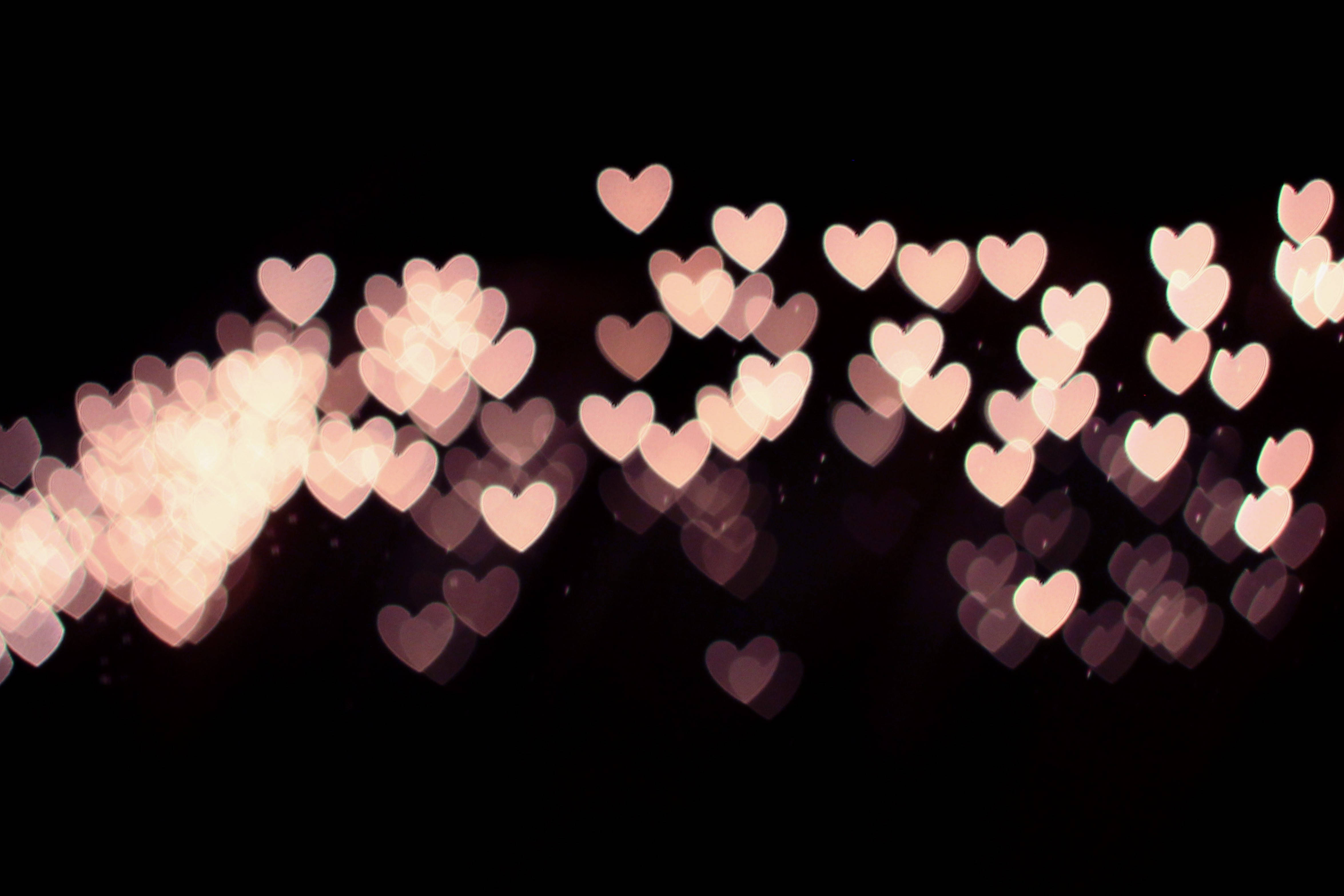 Dark Heart, bokeh lights, heart-shaped, 4K Desktop Wallpaper