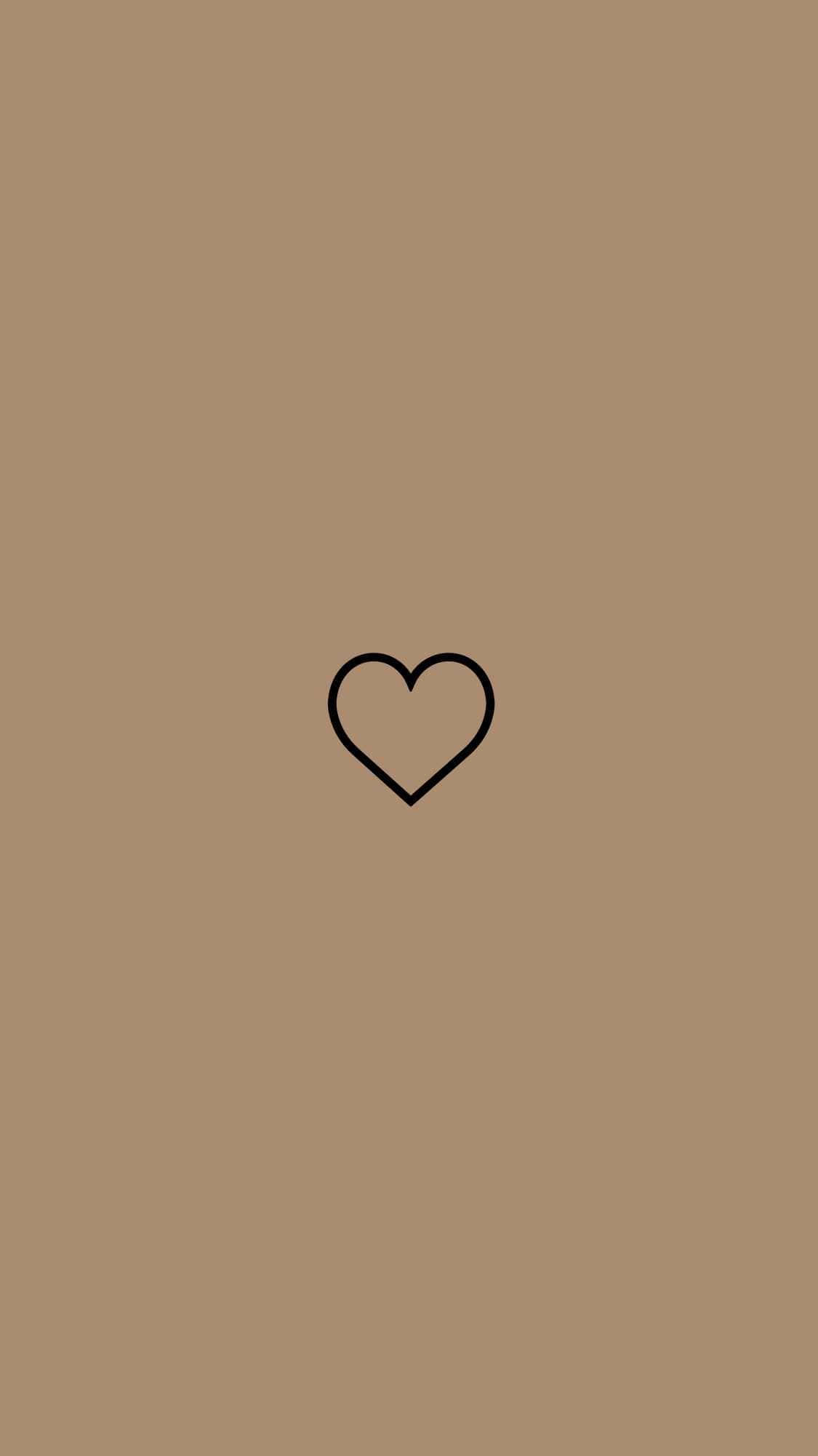 Black Heart Brown Art, black outlined heart, beige background, Full HD Phone Wallpaper