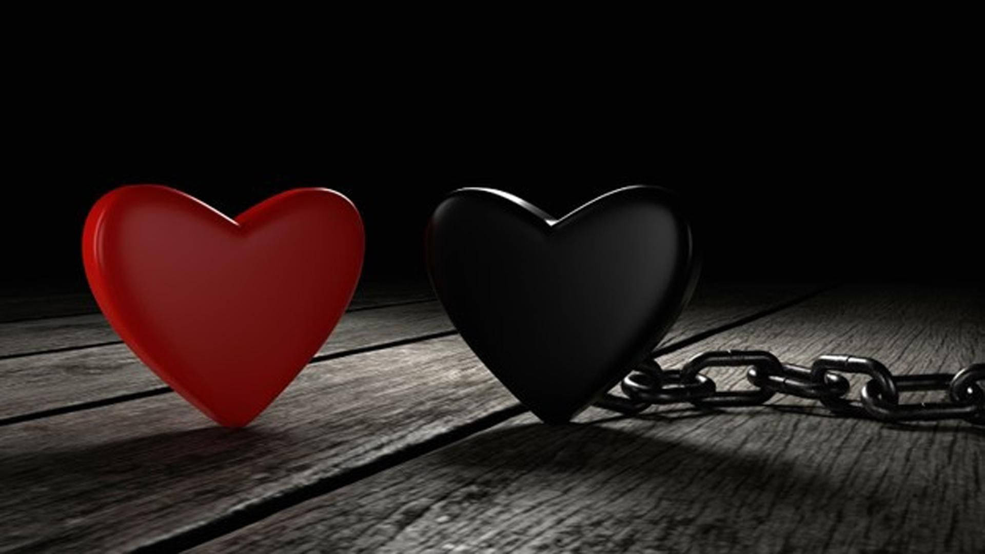 Black Heart, chain, red and black heart, Full HD Desktop Wallpaper