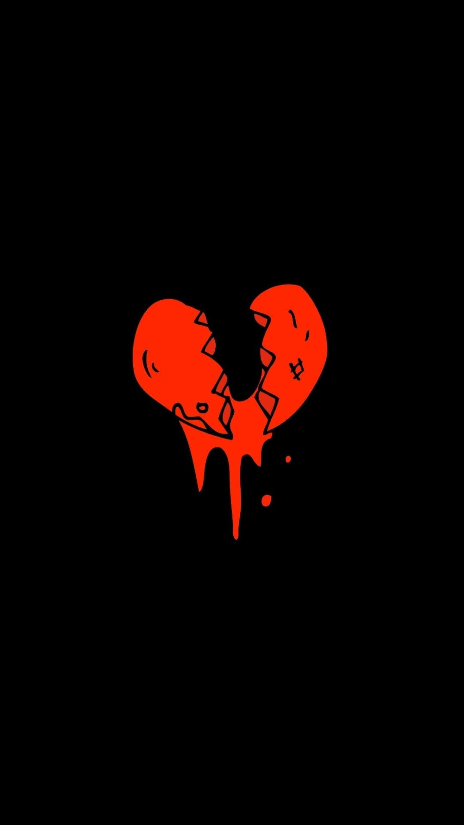 Broken Heartin Darkness, red, dripping edges, 2K Phone Wallpaper