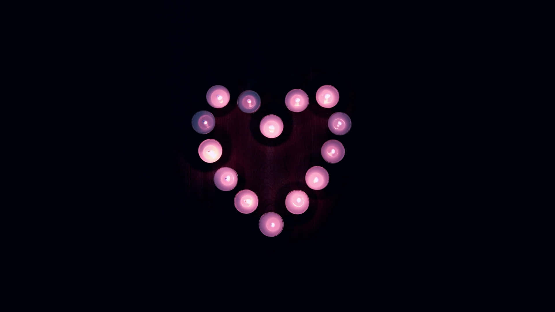 Dark Love Heart Lights, heart shape, glowing pink candles, Full HD Desktop Wallpaper