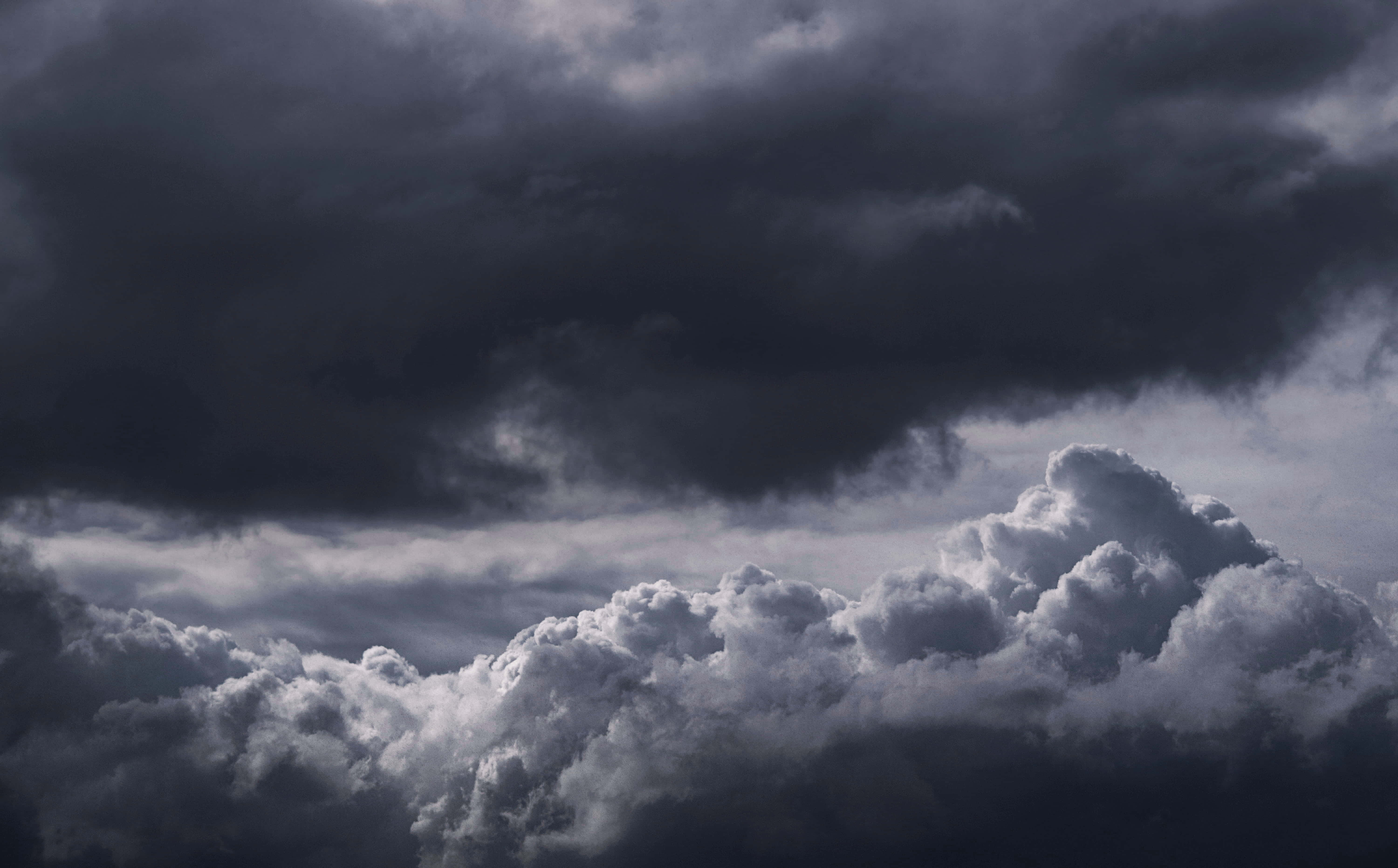 Dark Heaven, storm clouds, white cumulus clouds, 5K Desktop Wallpaper