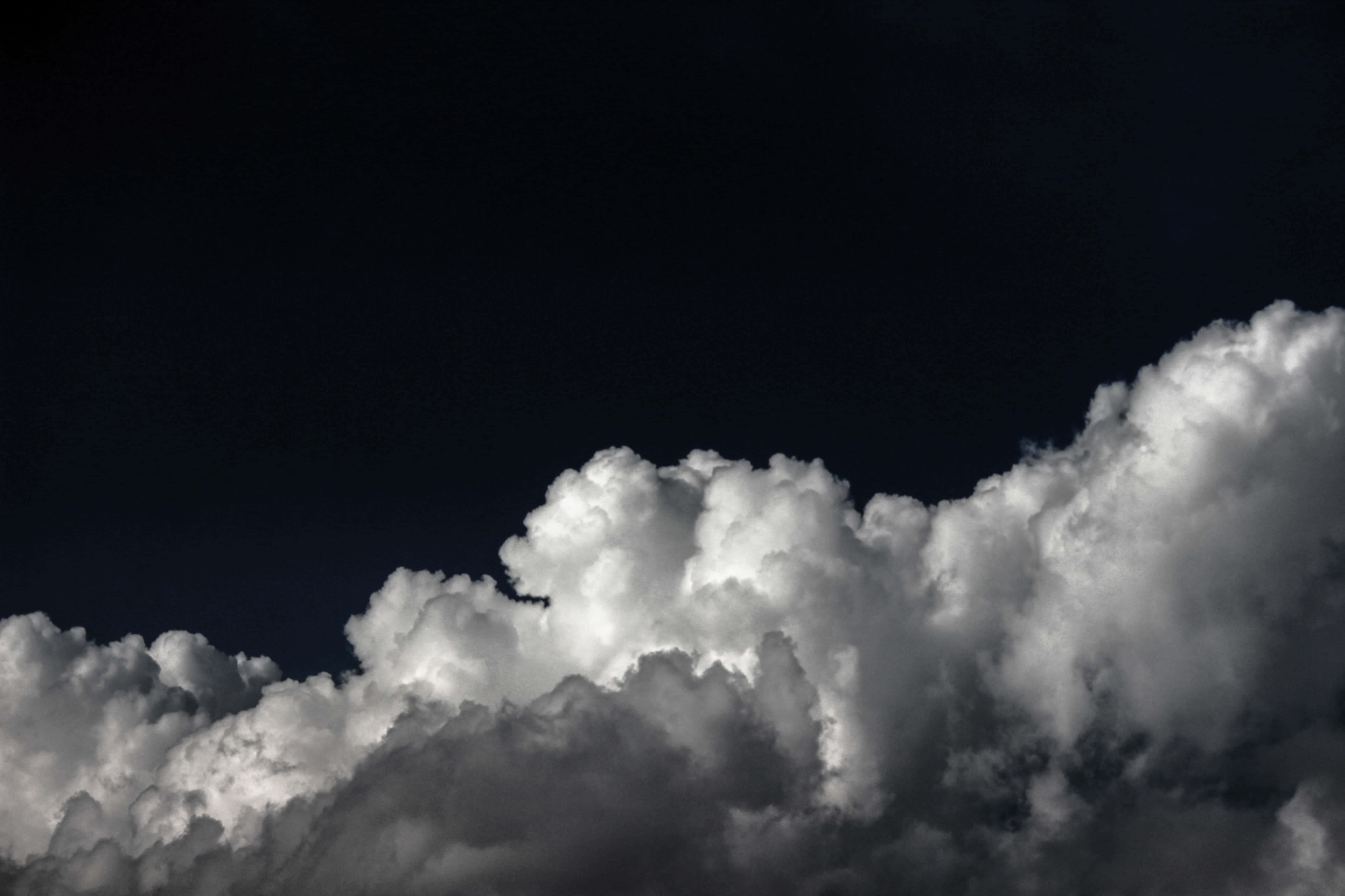 Dark Heaven, white clouds, deep black sky, 5K Desktop Wallpaper