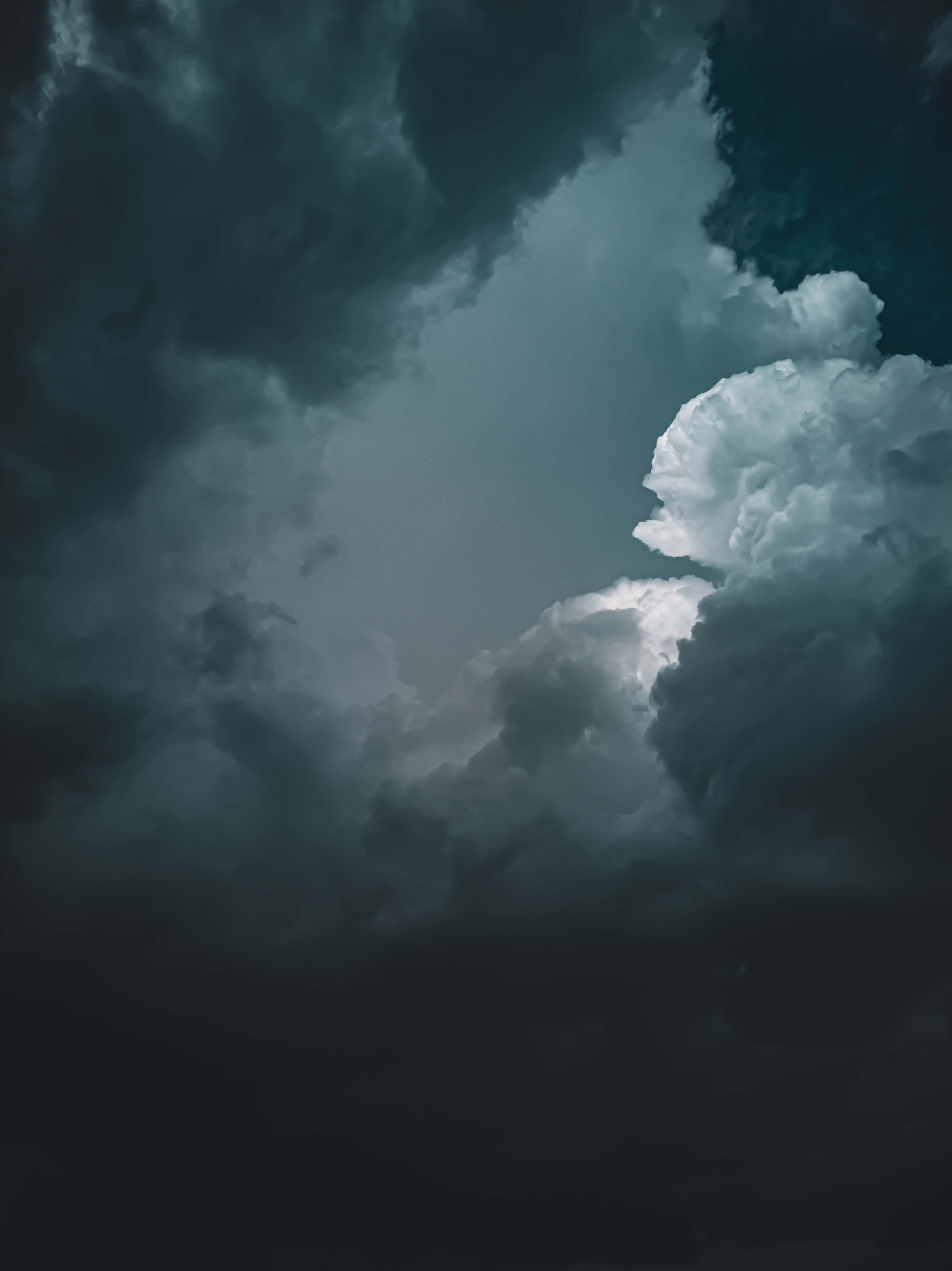 Dark Heaven, storm clouds, deep teal, 4K Phone Wallpaper