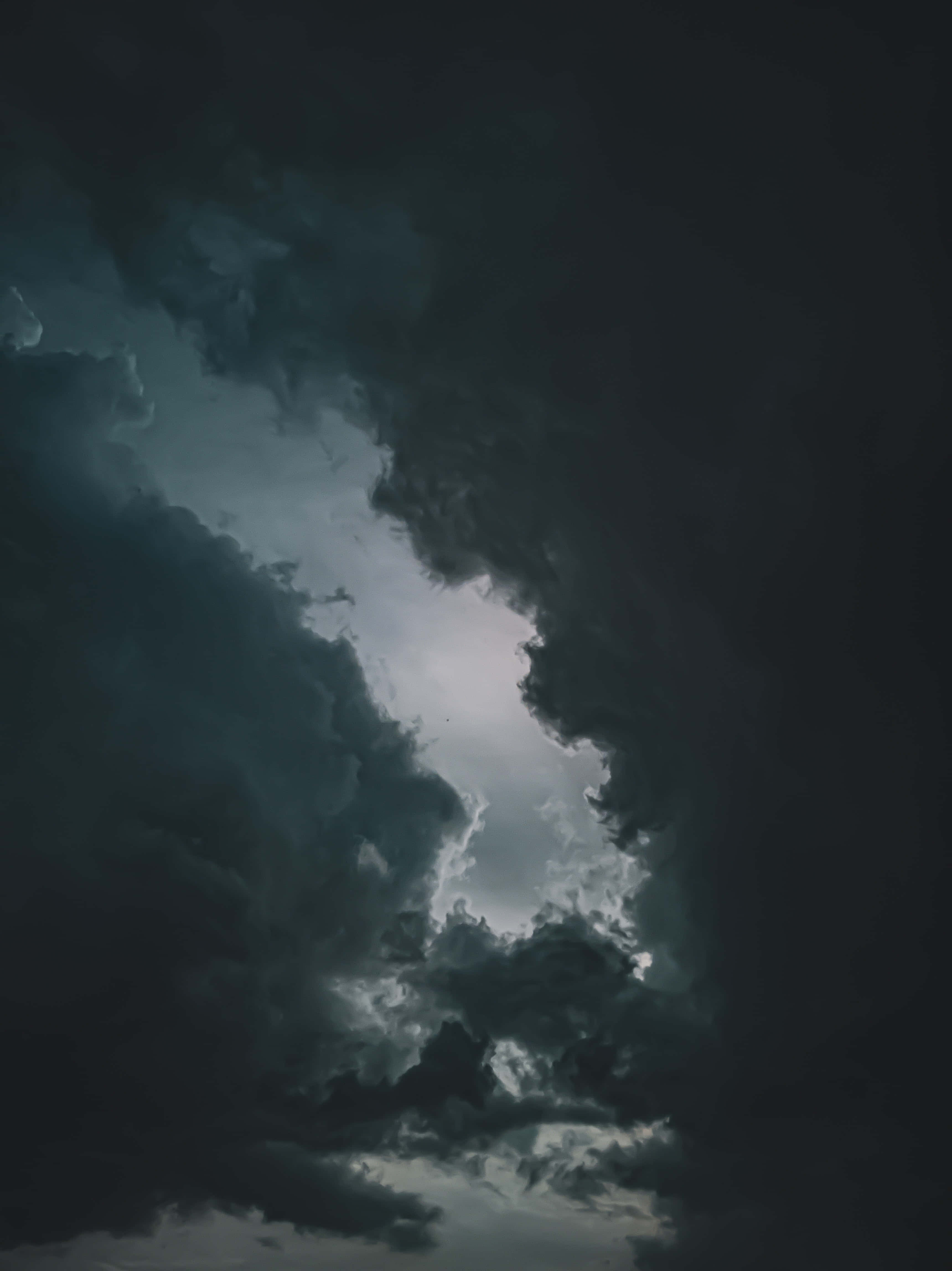 Dark Heaven, storm clouds, glowing opening, 4K Phone Wallpaper