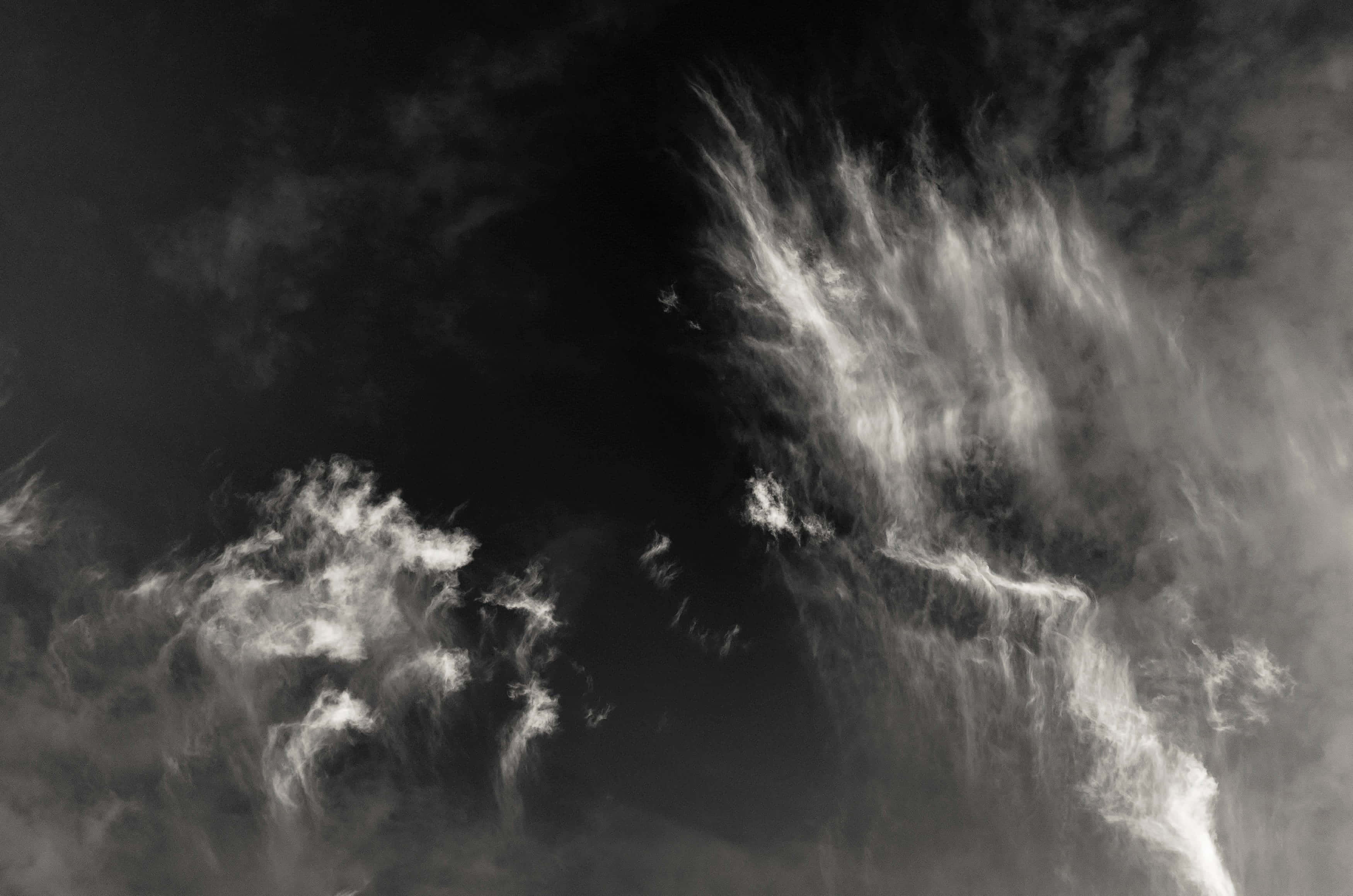 Dark Heaven, monochrome clouds, dark sky, 2K Desktop Wallpaper