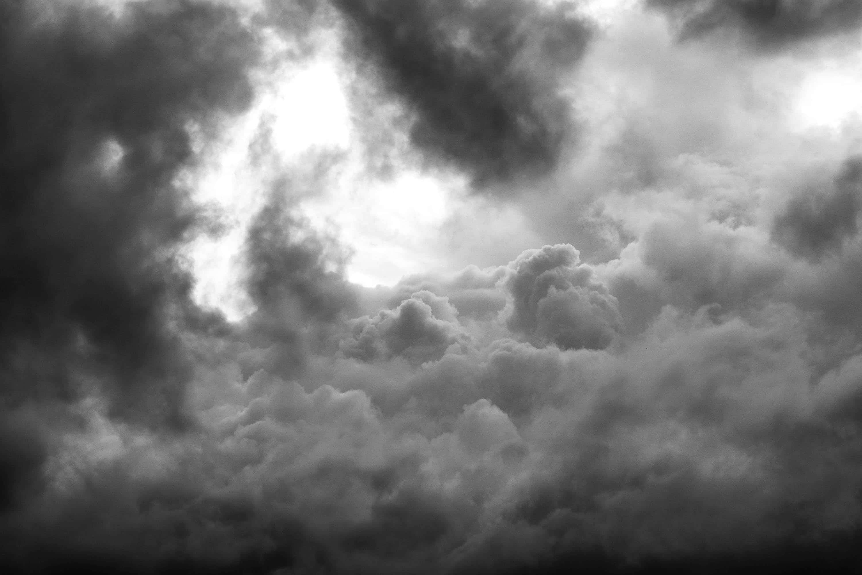 Dark Heaven, monochrome, clouds, 2K Desktop Wallpaper