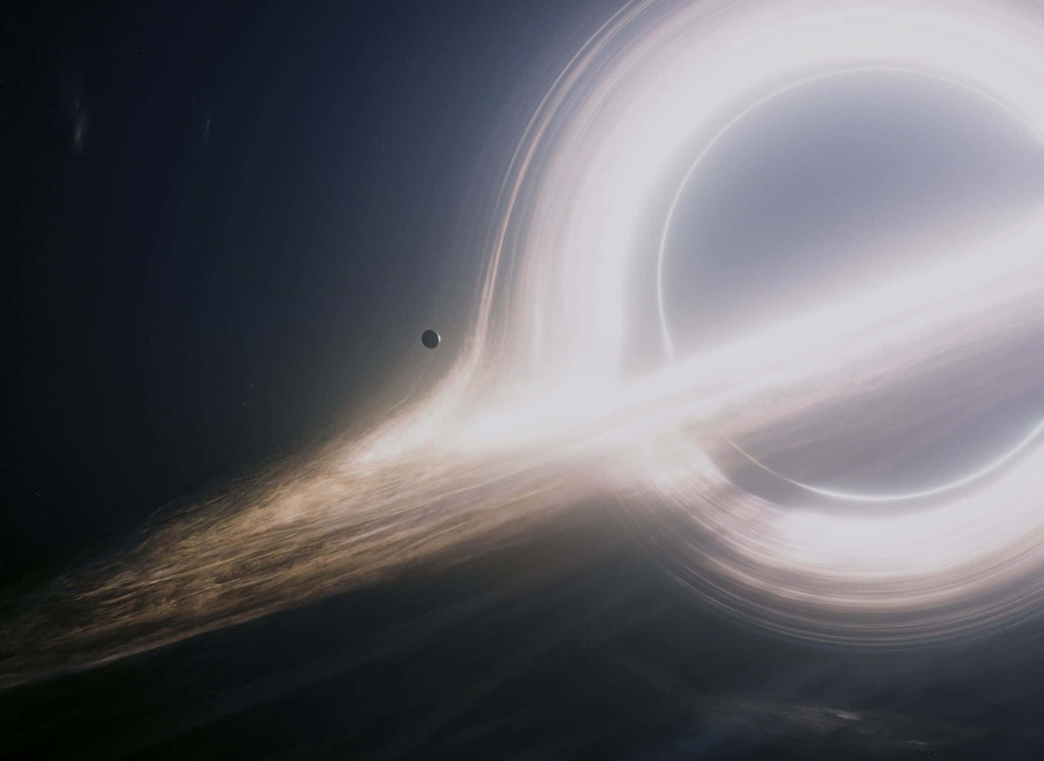 interstellar black hole, swirling accretion disk, glowing gas, Full HD Desktop Wallpaper