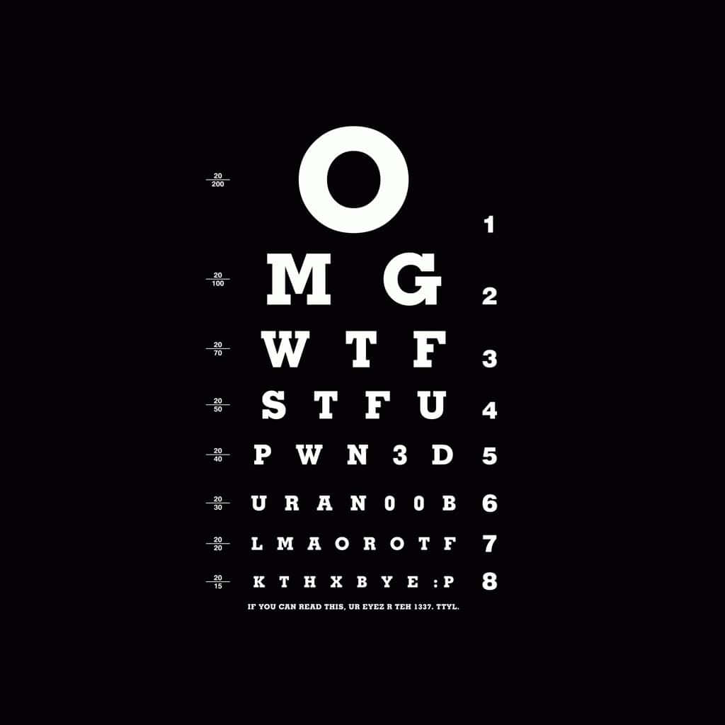 Dark iPad, eye chart, black and white, SD Desktop Wallpaper