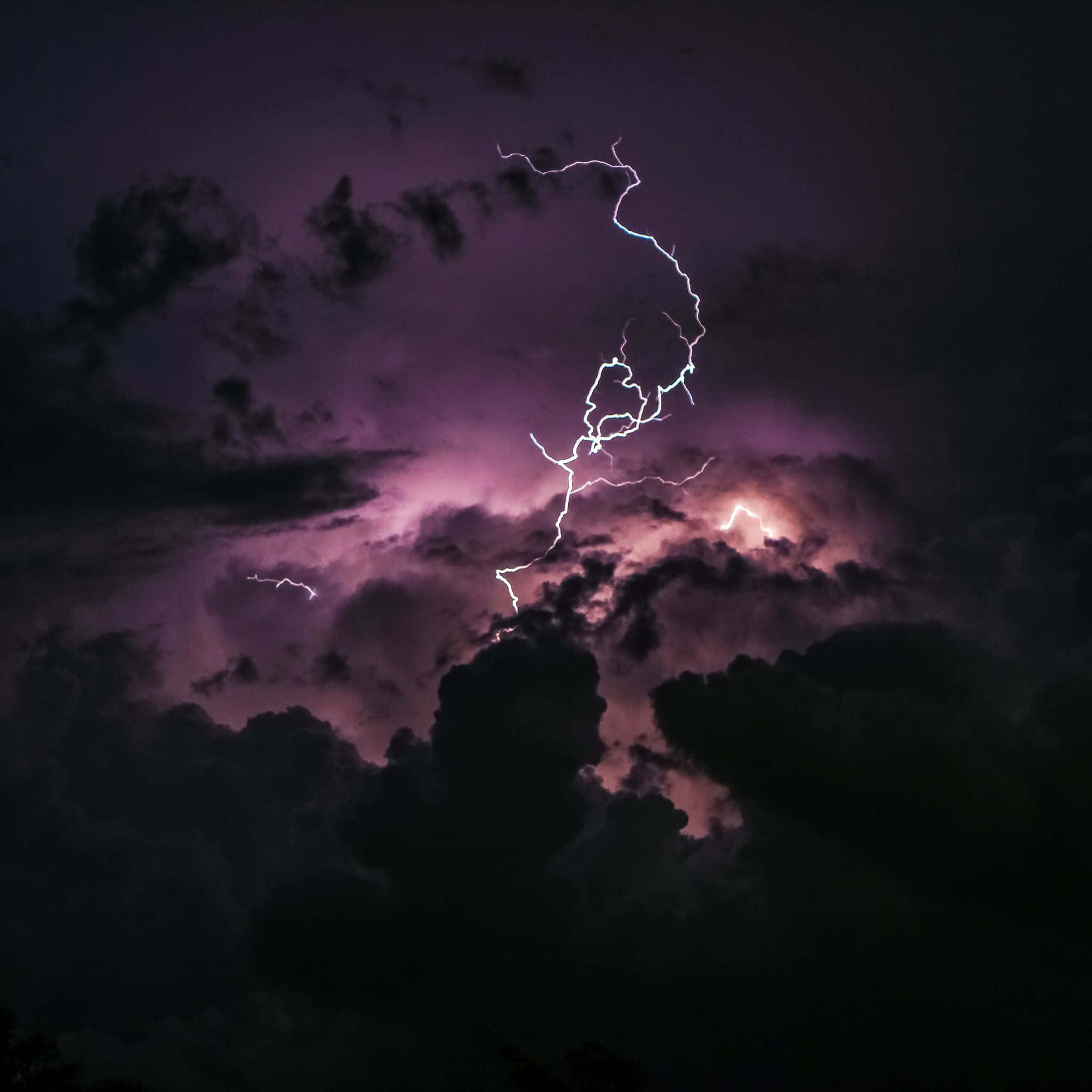 Dark iPad, lightning, purple storm sky, Full HD Desktop Wallpaper