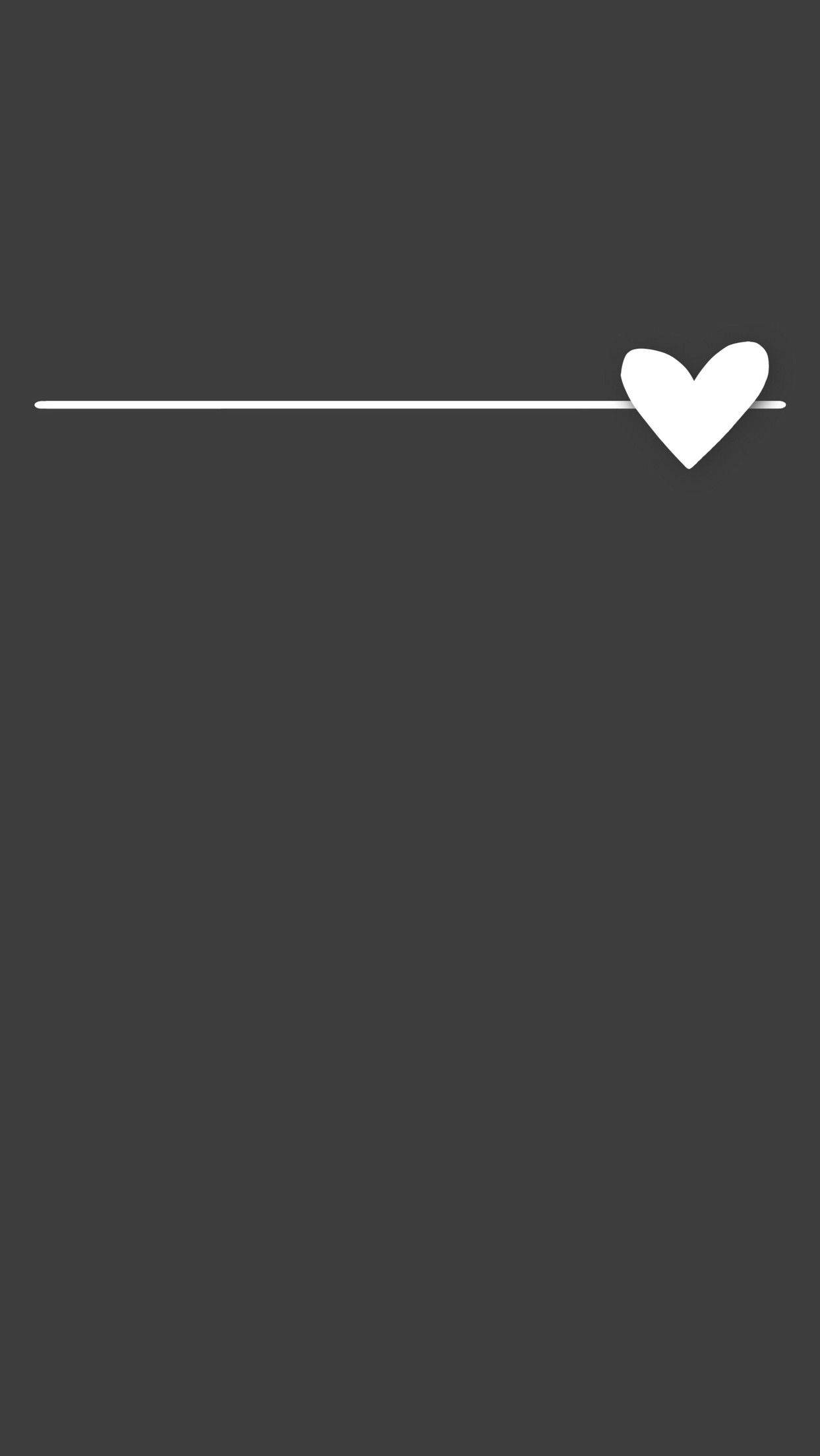 minimalist black phone, white heart icon, horizontal line, Full HD Phone Wallpaper