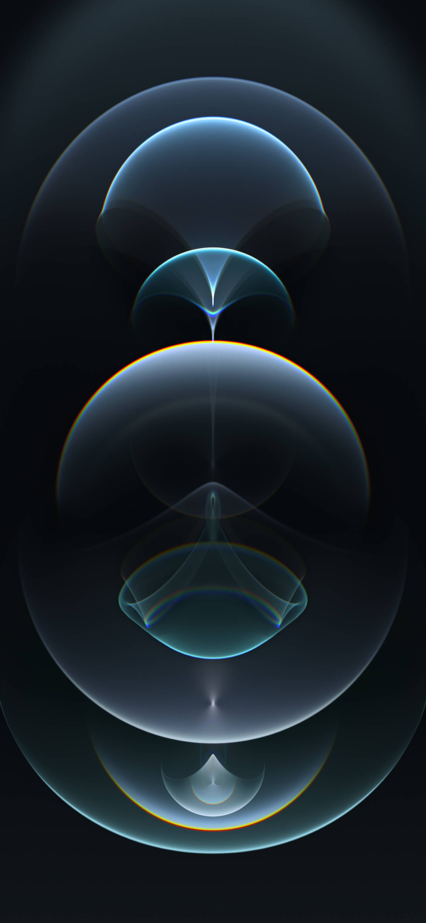 iPhone 12, Stock White, glowing blue spheres, 2K Phone Wallpaper