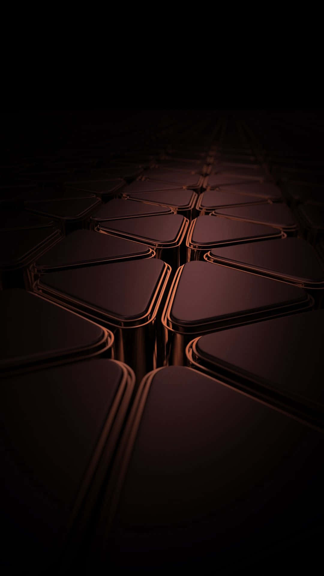 HD Dark Abstract Phone, hexagonal panels, glowing copper edges, Full HD Phone Wallpaper