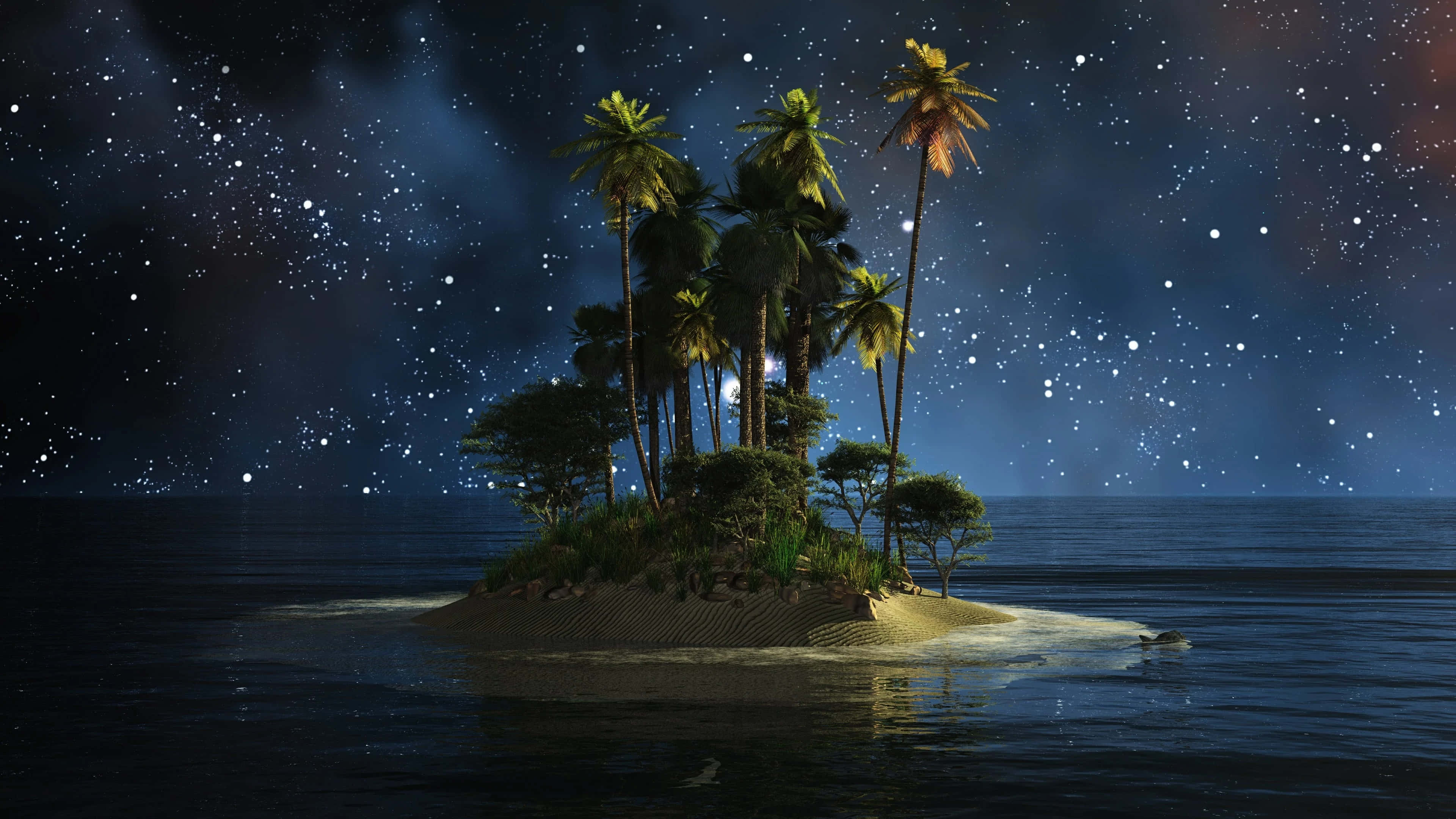 Dark Island, tropical island, palm trees, 4K Desktop Wallpaper