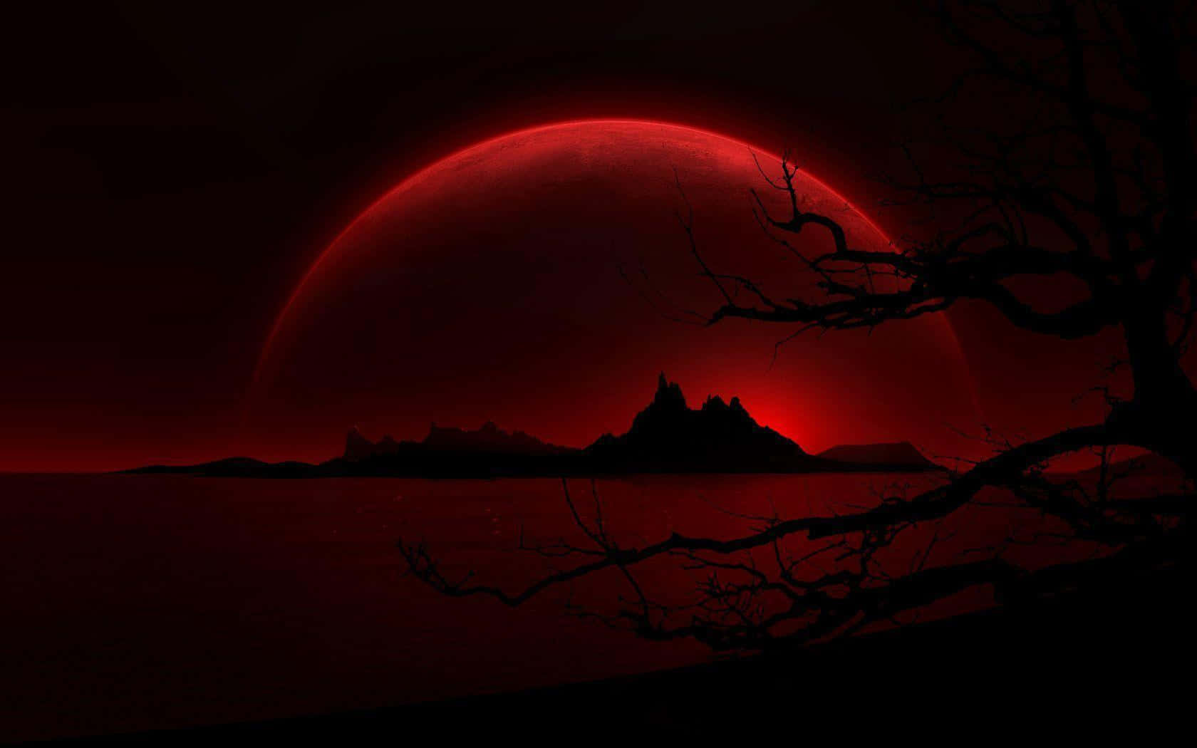 Dark Island, red planet, crimson sky, HD Desktop Wallpaper