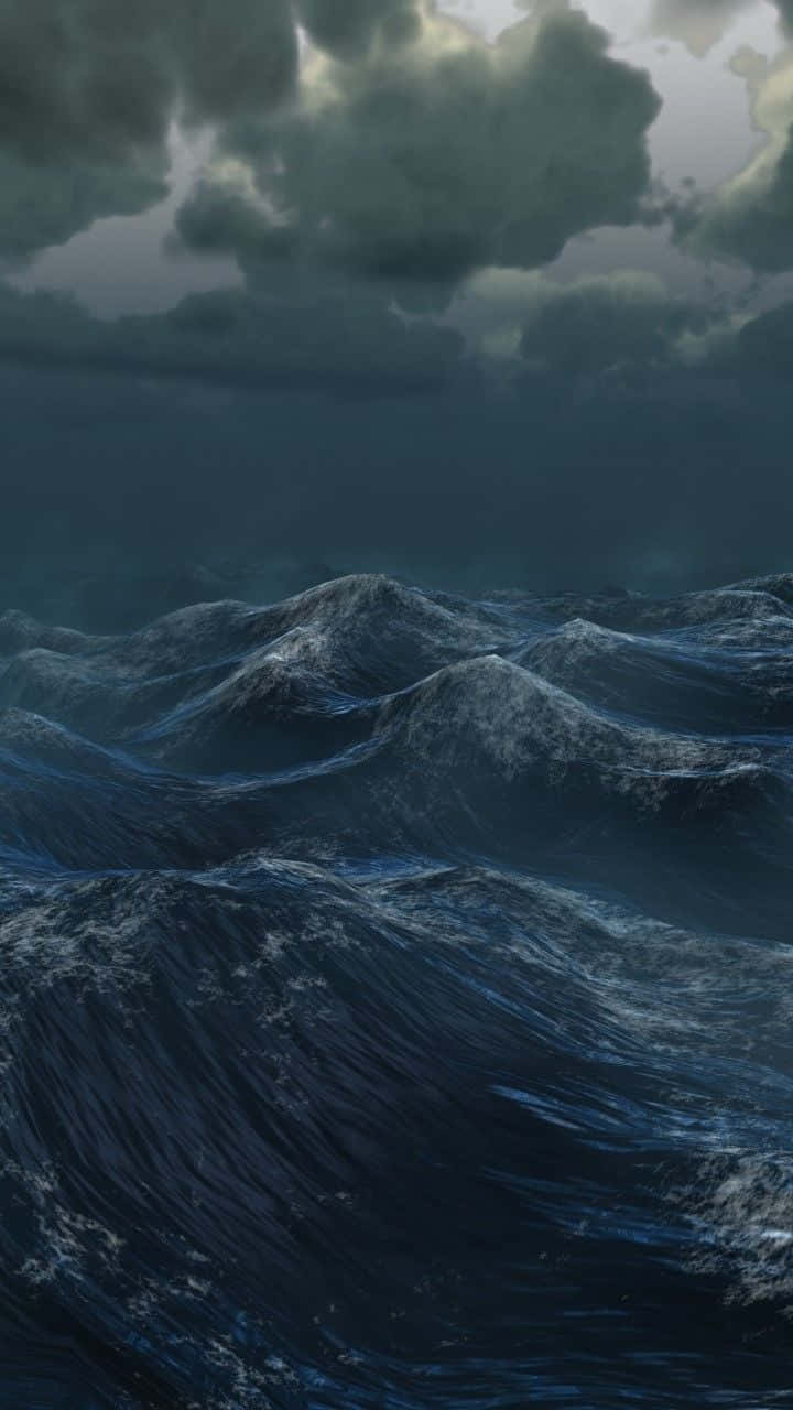 Dark Ocean, stormy ocean, towering dark blue waves, HD Phone Wallpaper