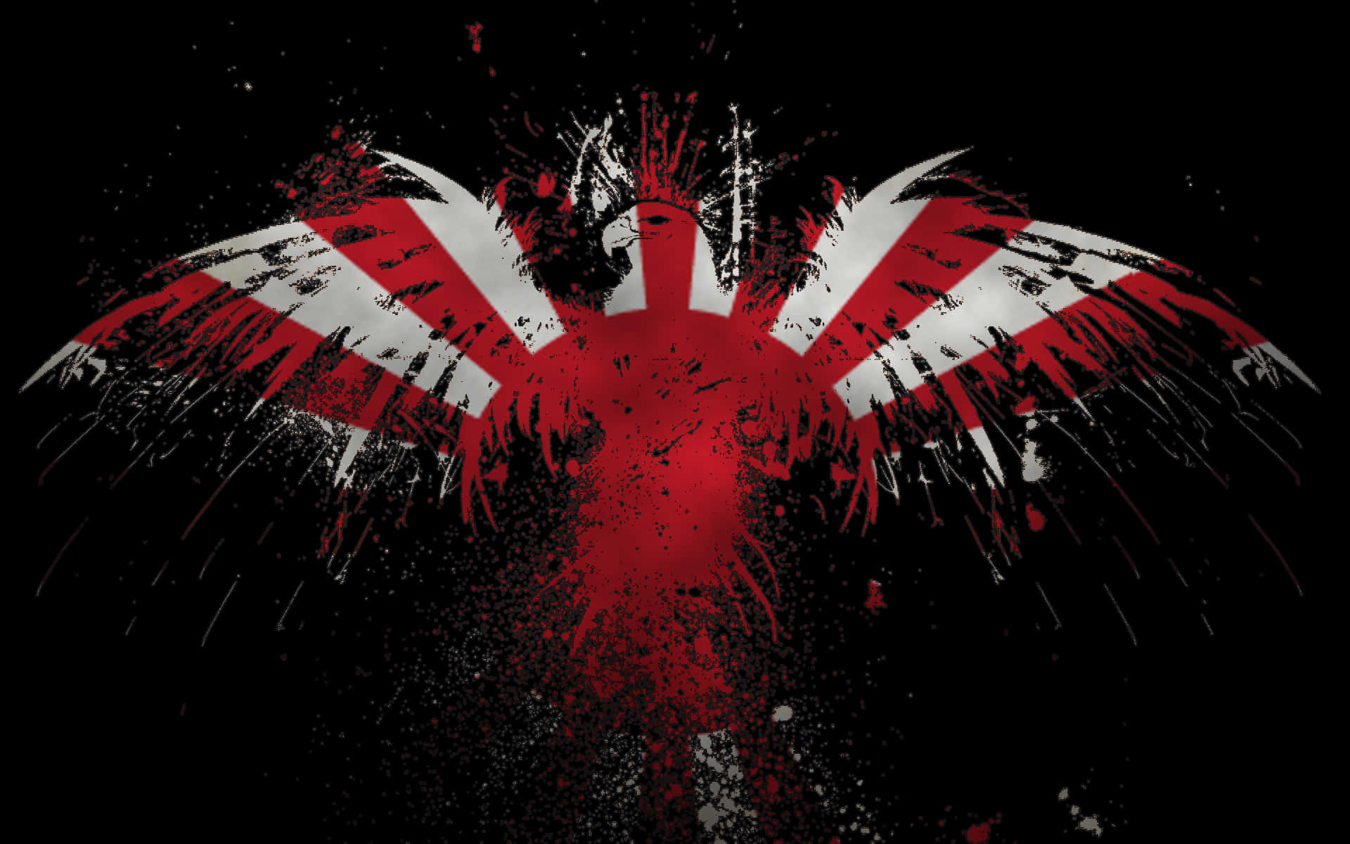 Dark Japanese, red and white, winged figure, Full HD Desktop Wallpaper