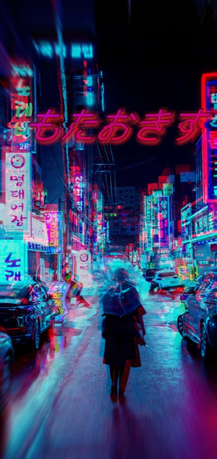 neon-drenched alley, rain-slicked, glowing signs in multiple languages, HD Phone Wallpaper