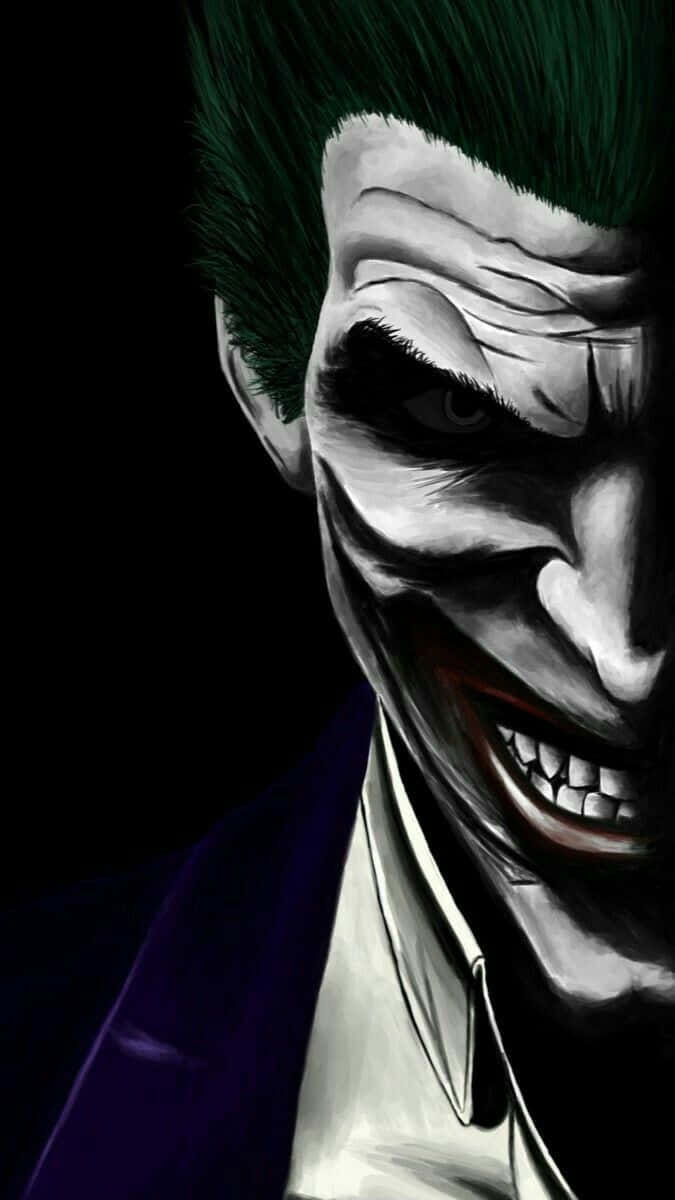 Joker, green hair, sinister grin, SD Phone Wallpaper