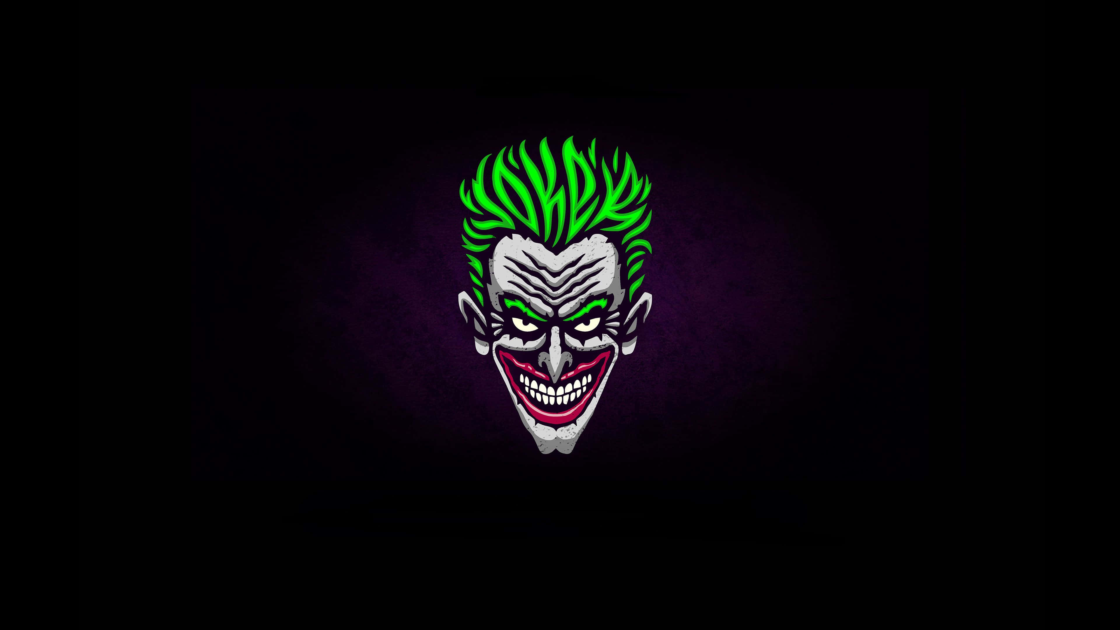 Joker, bright green hair, wide sinister grin, 4K Desktop Wallpaper