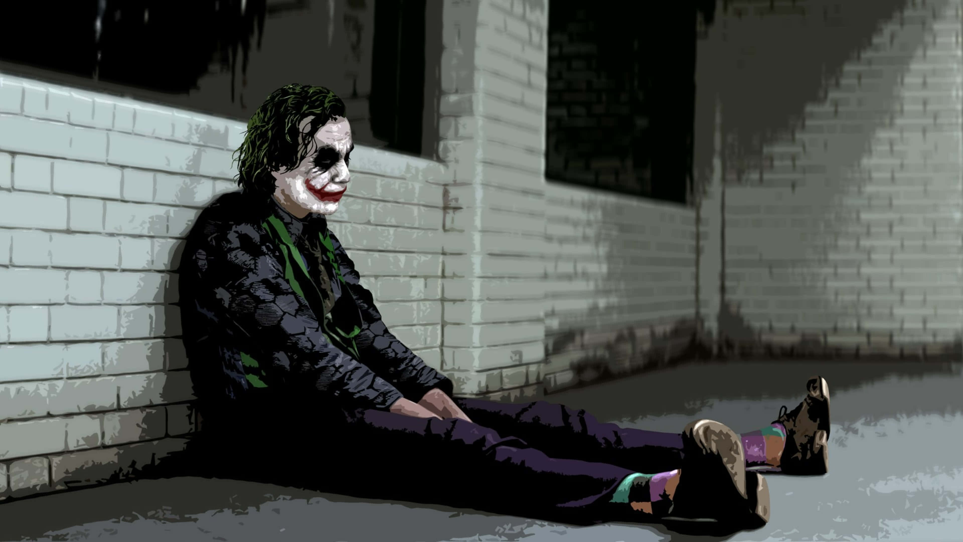 Dark Knight Joker, 4K Ultra HD, white brick wall, 4K Desktop Wallpaper