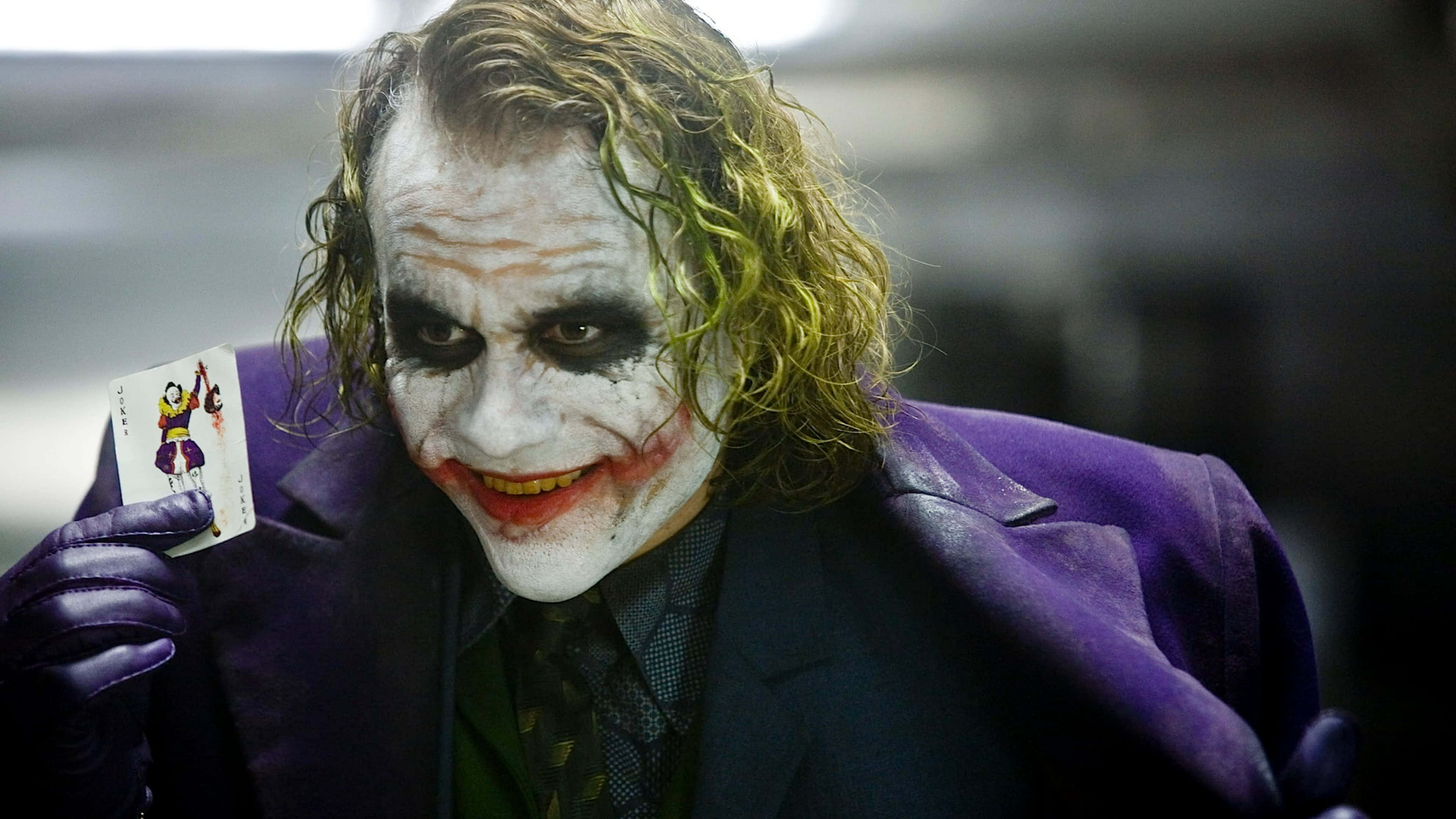Dark Knight Joker, purple suit, playing card, 4K Desktop Wallpaper