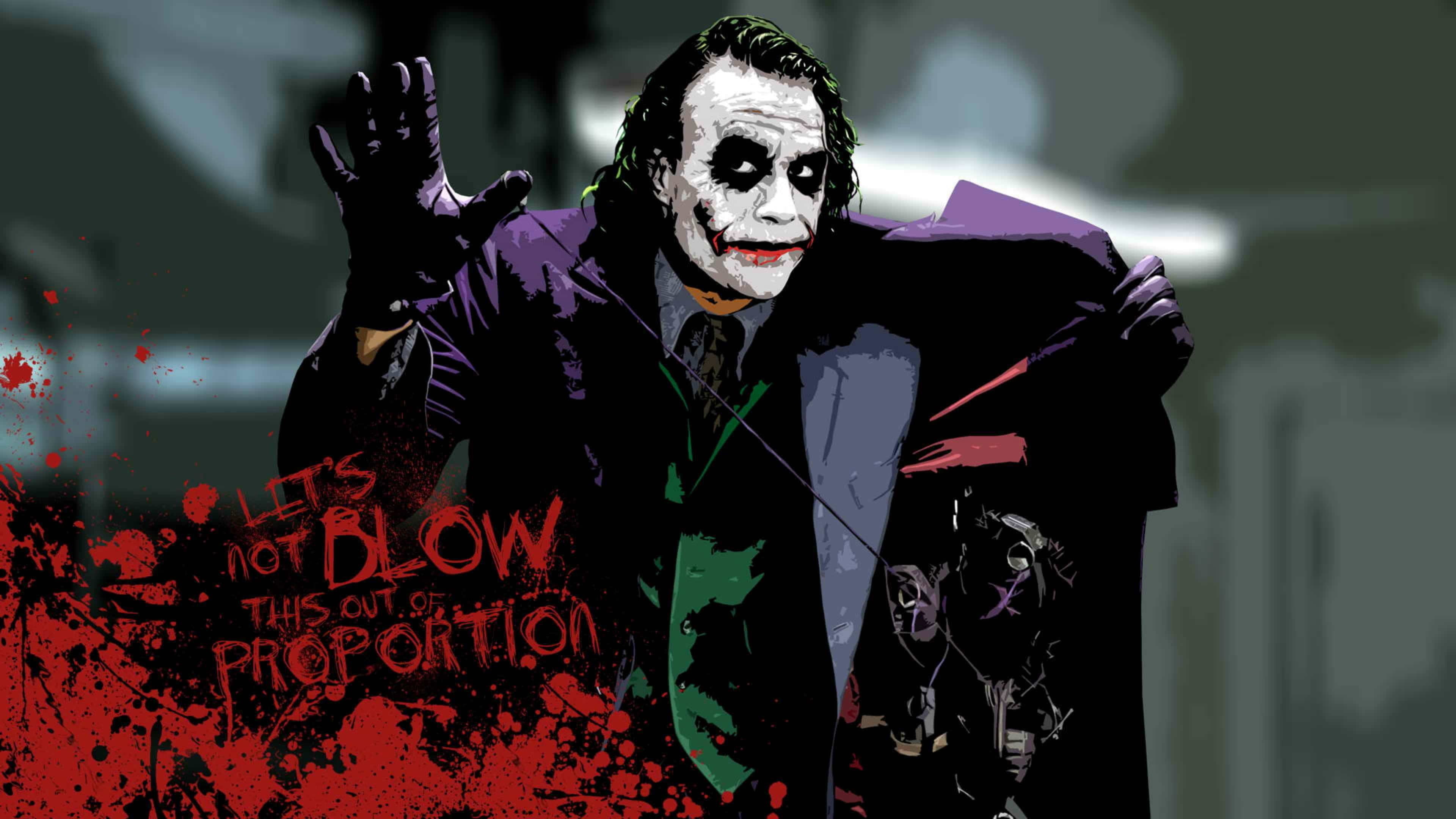 Dark Knight Joker, purple suit, white face paint, 4K Desktop Wallpaper