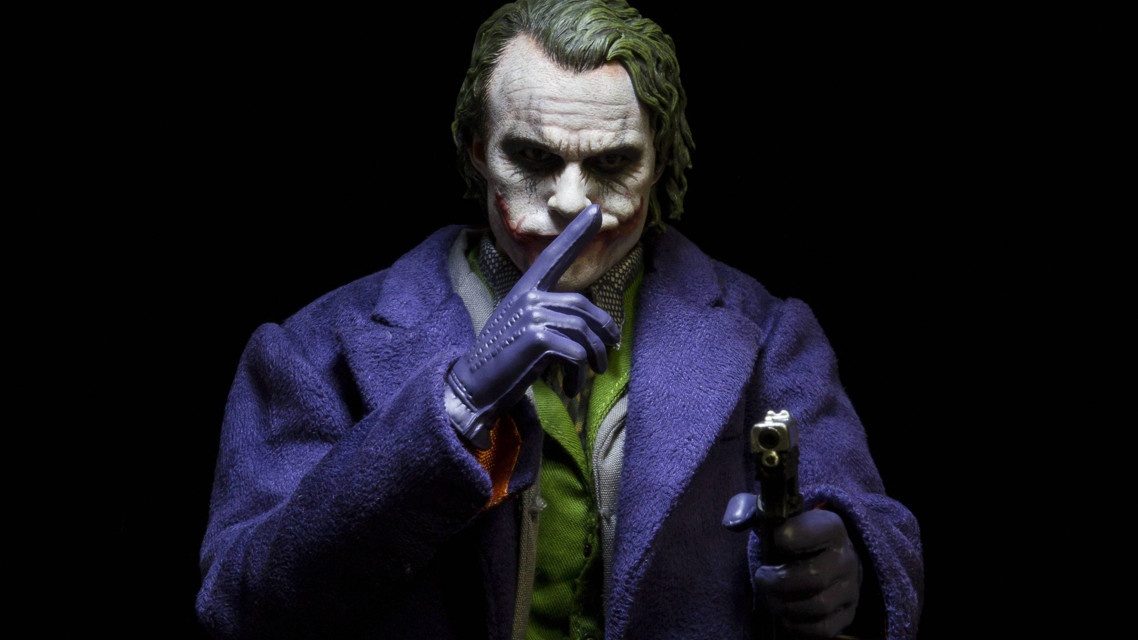 Joker, purple coat, gun, 4K Desktop Wallpaper