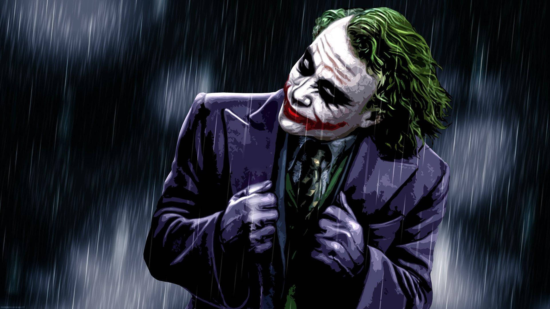 Joker, rain, green hair, Full HD Desktop Wallpaper