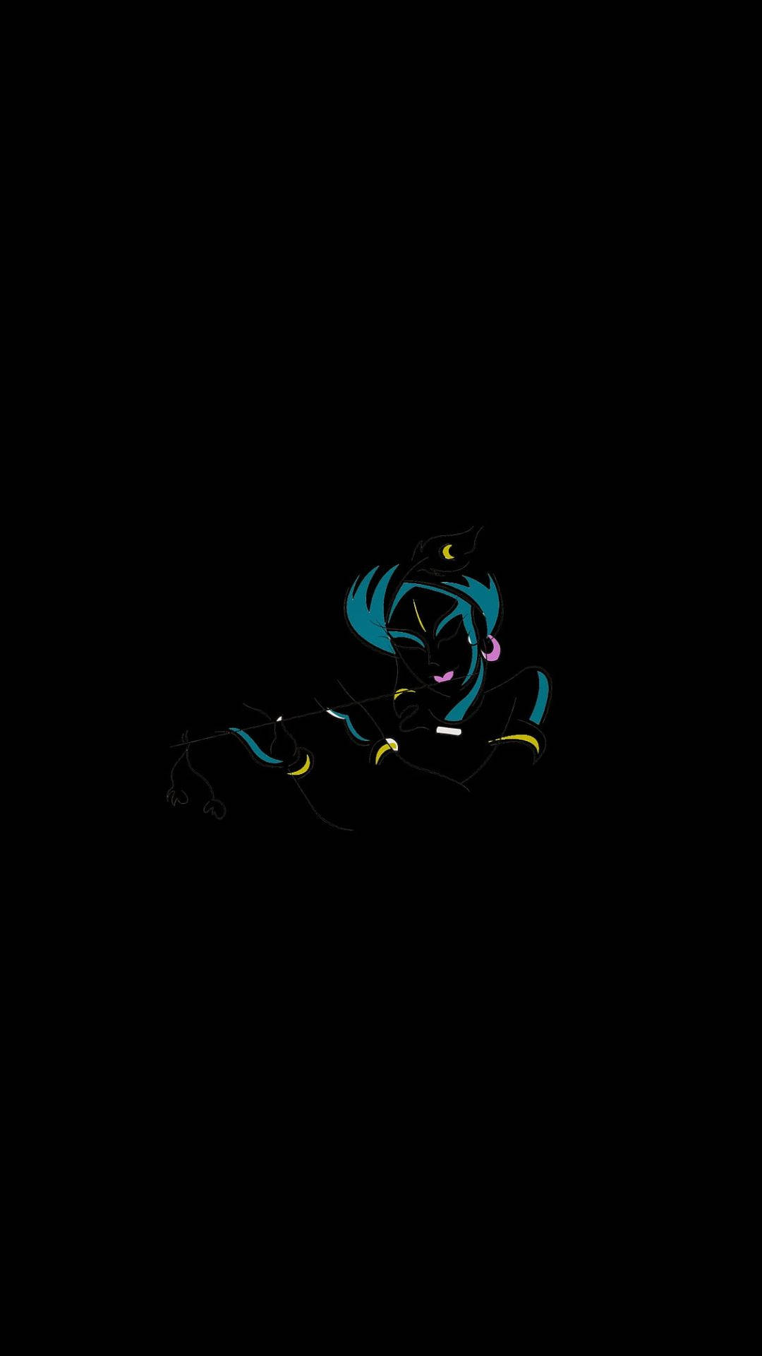Dark Krishna, teal hair, pink accents, Full HD Phone Wallpaper