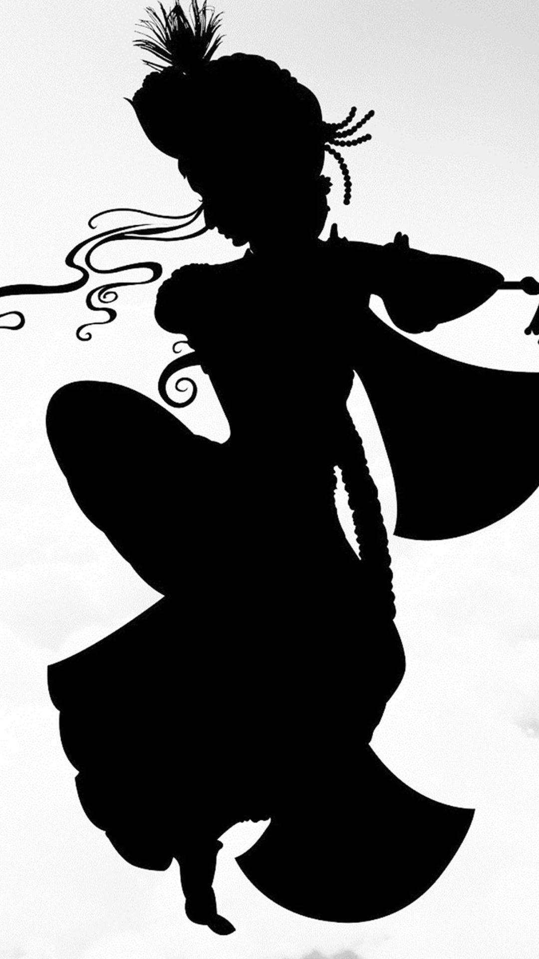 Dark Krishna Shadow, black silhouette, dancer, Full HD Phone Wallpaper
