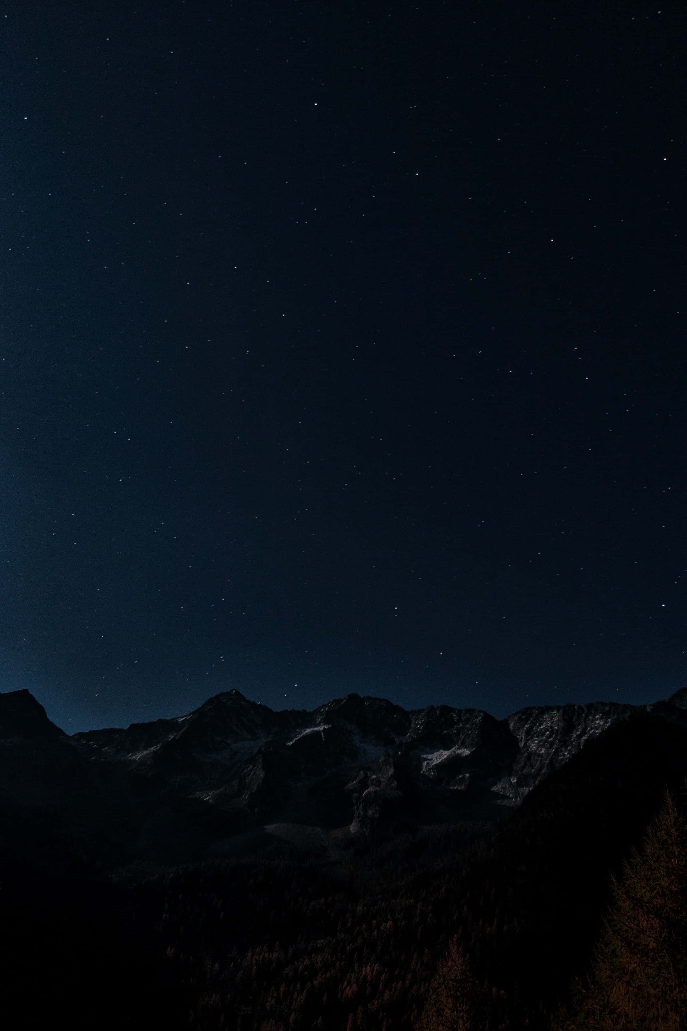 Dark Mountain, twilight, starry night sky, 2K Phone Wallpaper