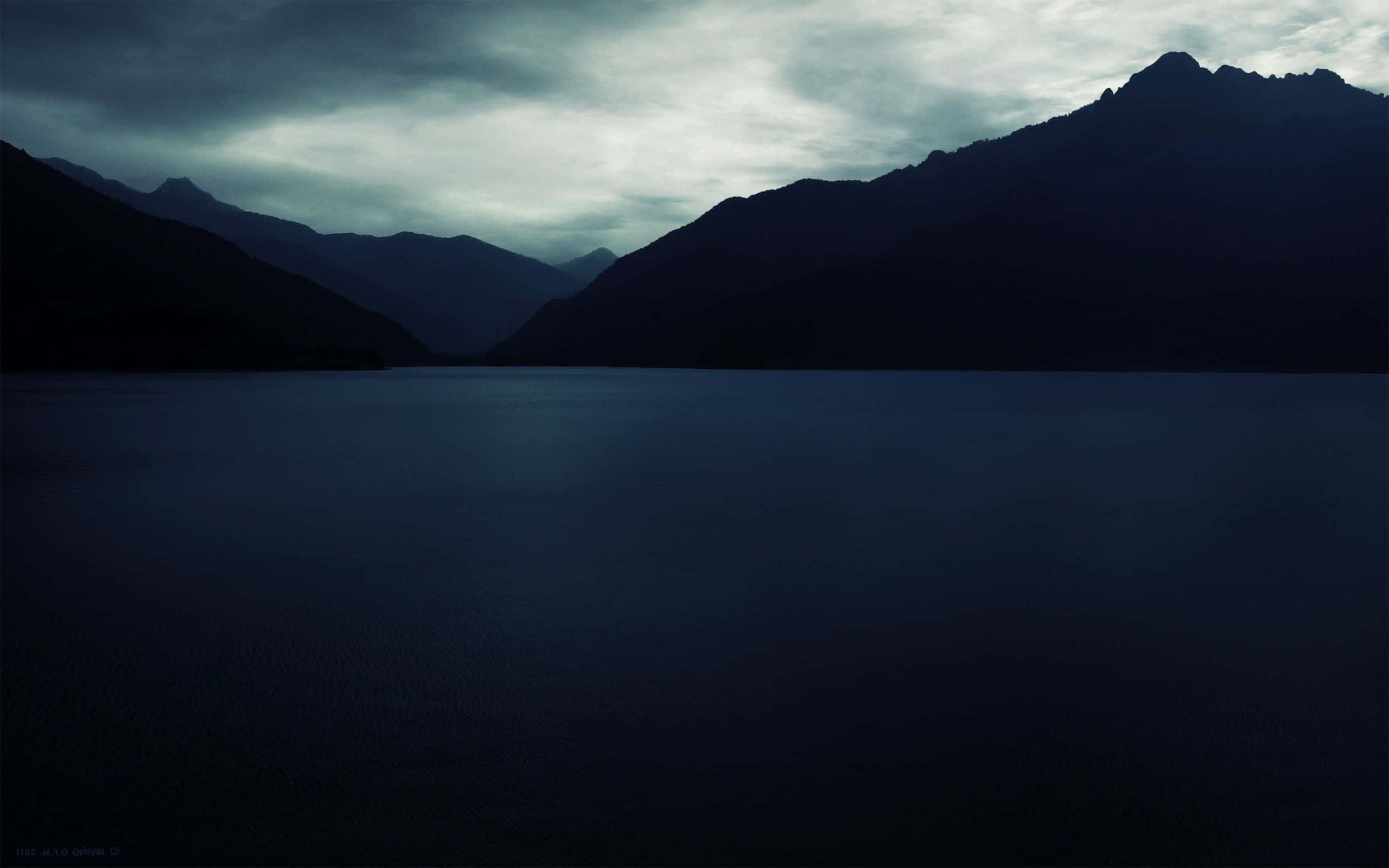 Dark Landscape, starry sky, twilight lake, 2K Desktop Wallpaper