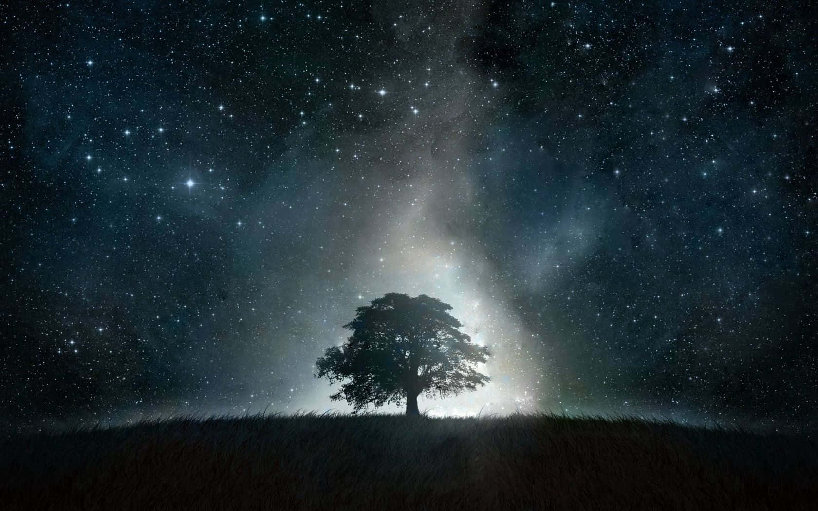 Dark Landscape, starry night sky, cosmic dust, HD Desktop Wallpaper