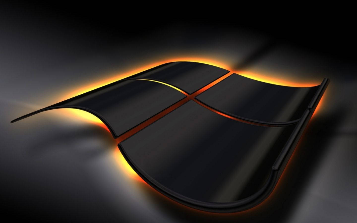 3D Black Windows Laptop, Windows logo, fiery orange light, HD Desktop Wallpaper