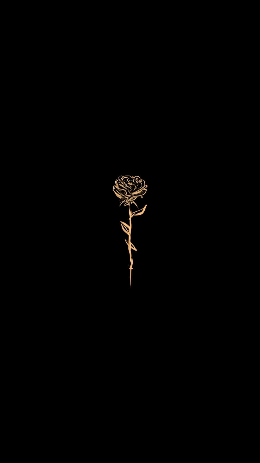 Dark Love Rose, gold rose, stem, Full HD Phone Wallpaper