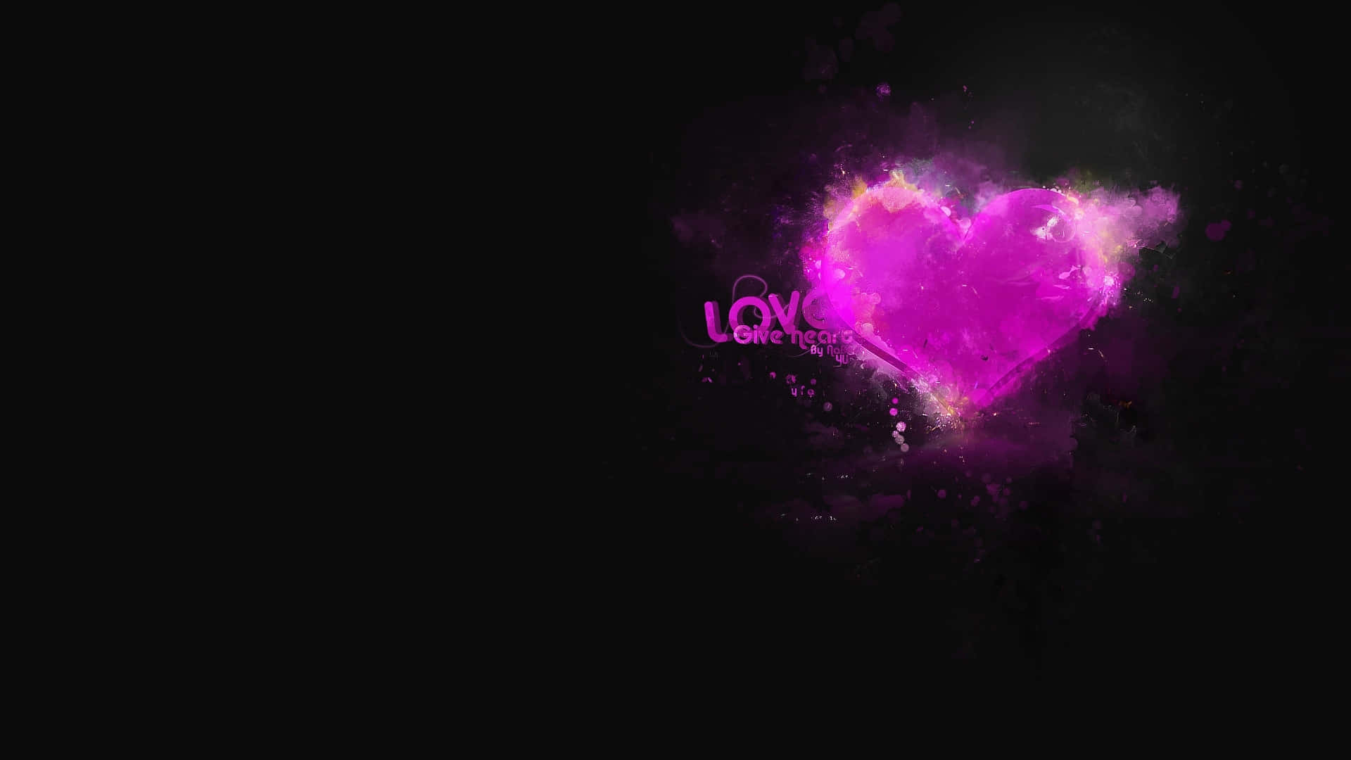 Dark Love, magenta heart, fiery edges, Full HD Desktop Wallpaper