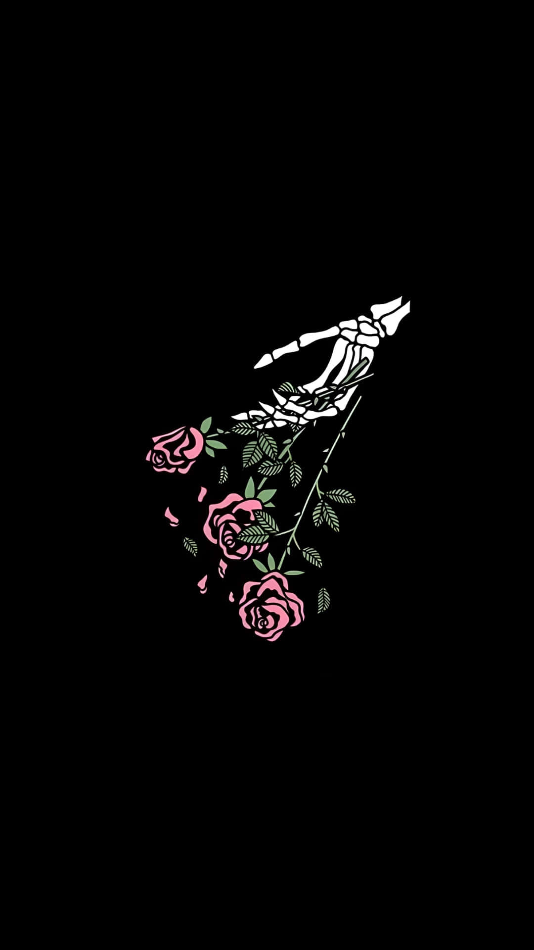 Dark Love, skeleton rose, white skeletal hand, Full HD Phone Wallpaper