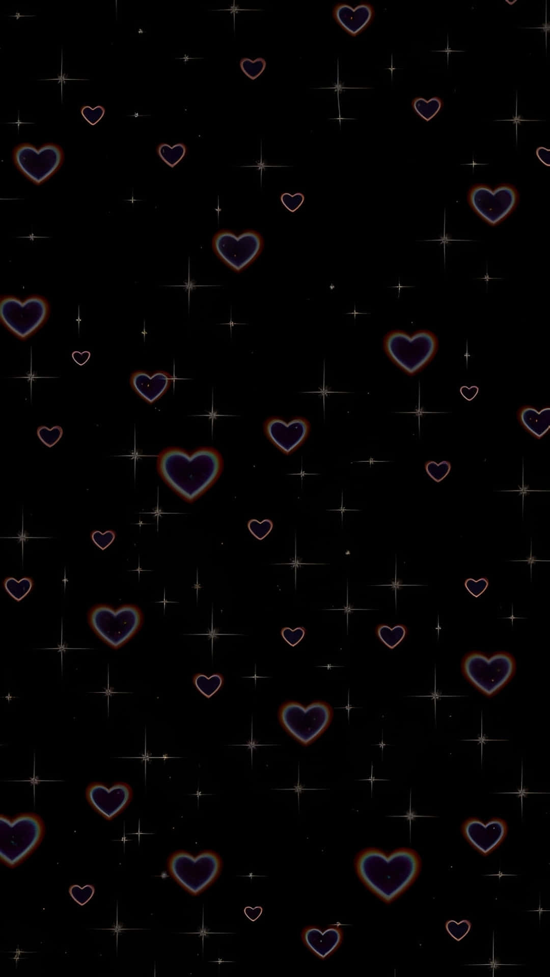 Dark Love, heart pattern, glowing purple hearts, Full HD Phone Wallpaper
