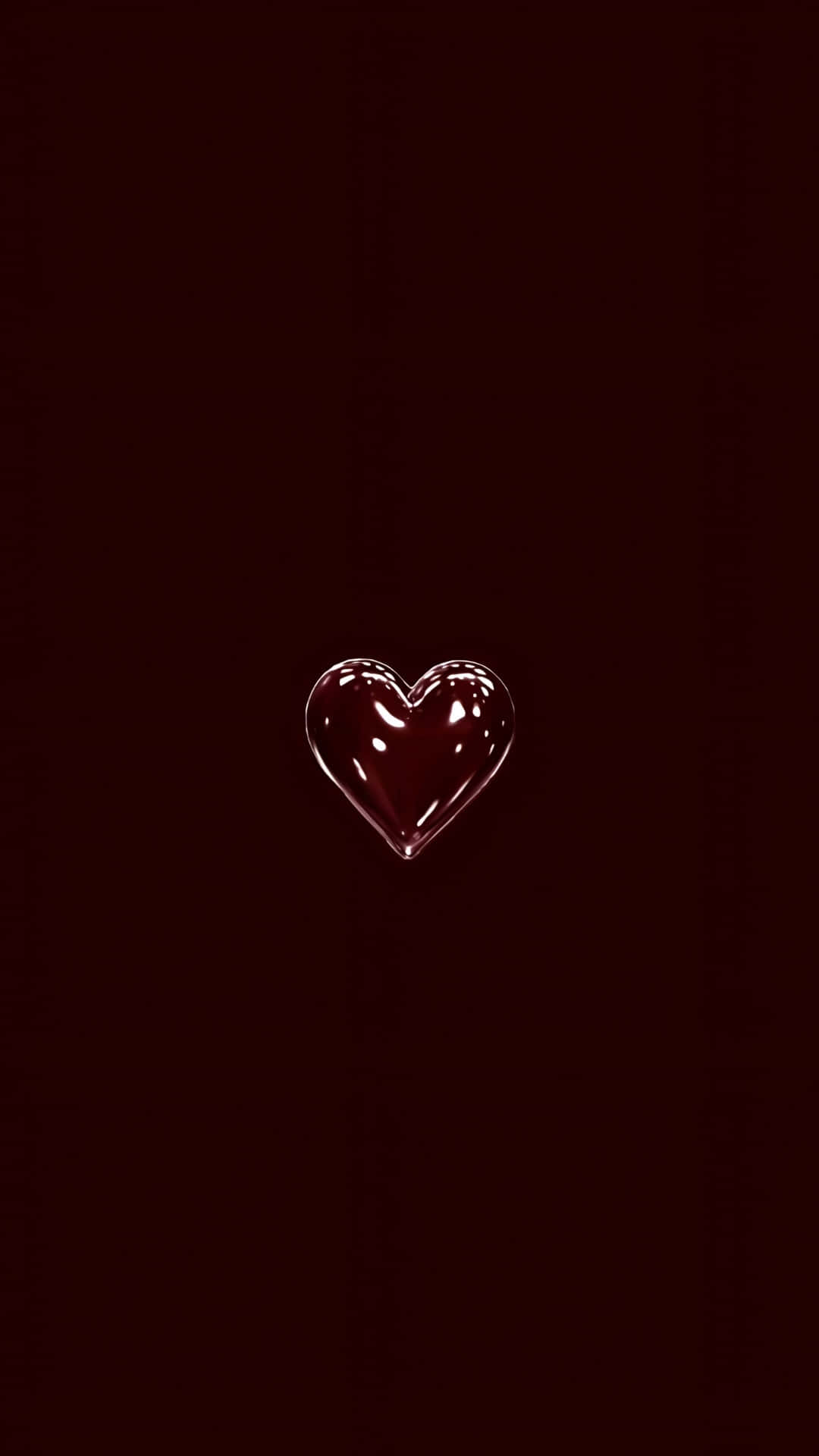 Dark Love Heart, glossy red heart, deep maroon background, Full HD Phone Wallpaper