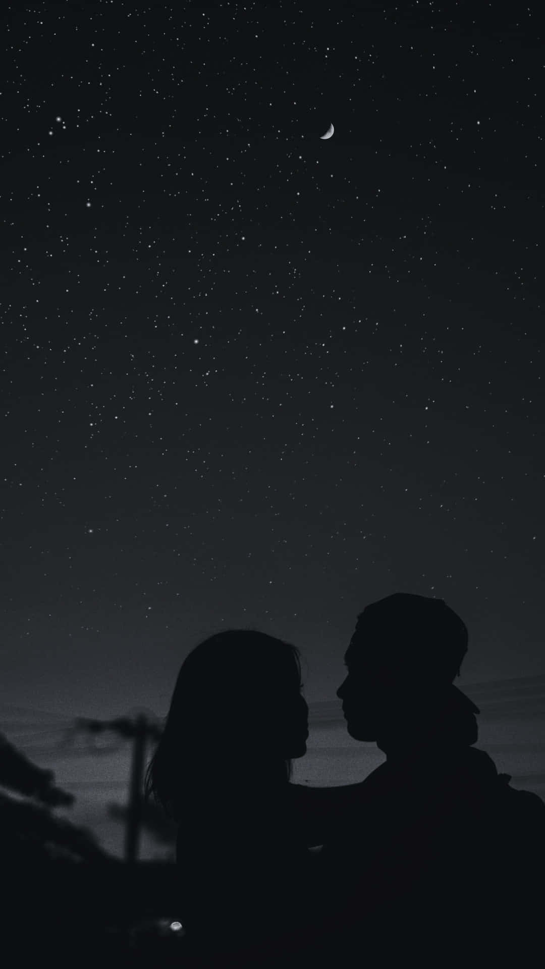 Dark Love, starry night sky, crescent moon, Full HD Phone Wallpaper