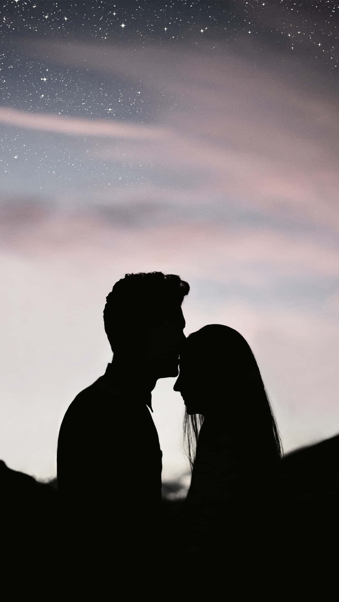 Dark Love, starry twilight sky, pink and blue hues, Full HD Phone Wallpaper