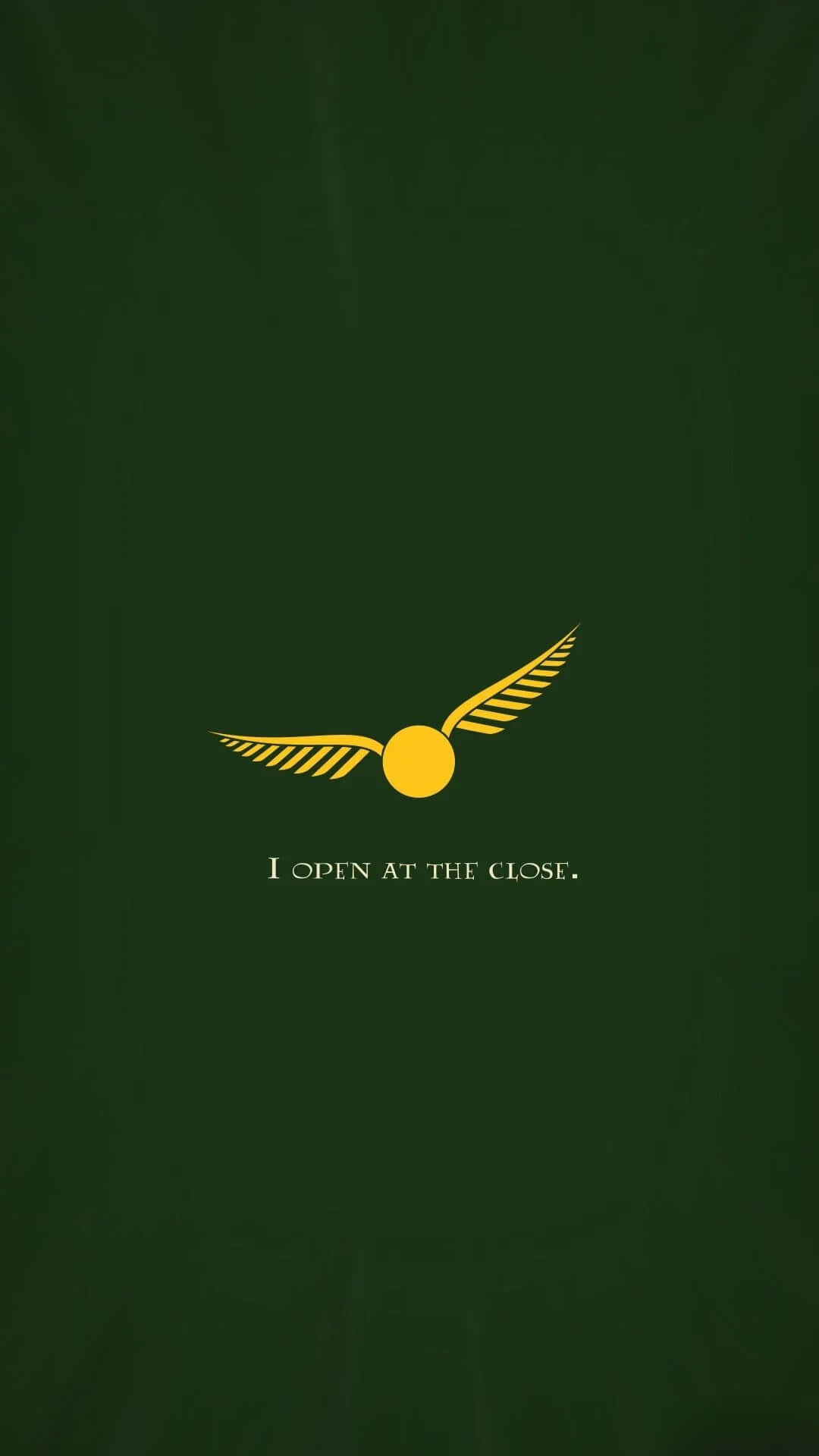golden snitch logo, I open at the close, textured dark green background, Full HD Phone Wallpaper
